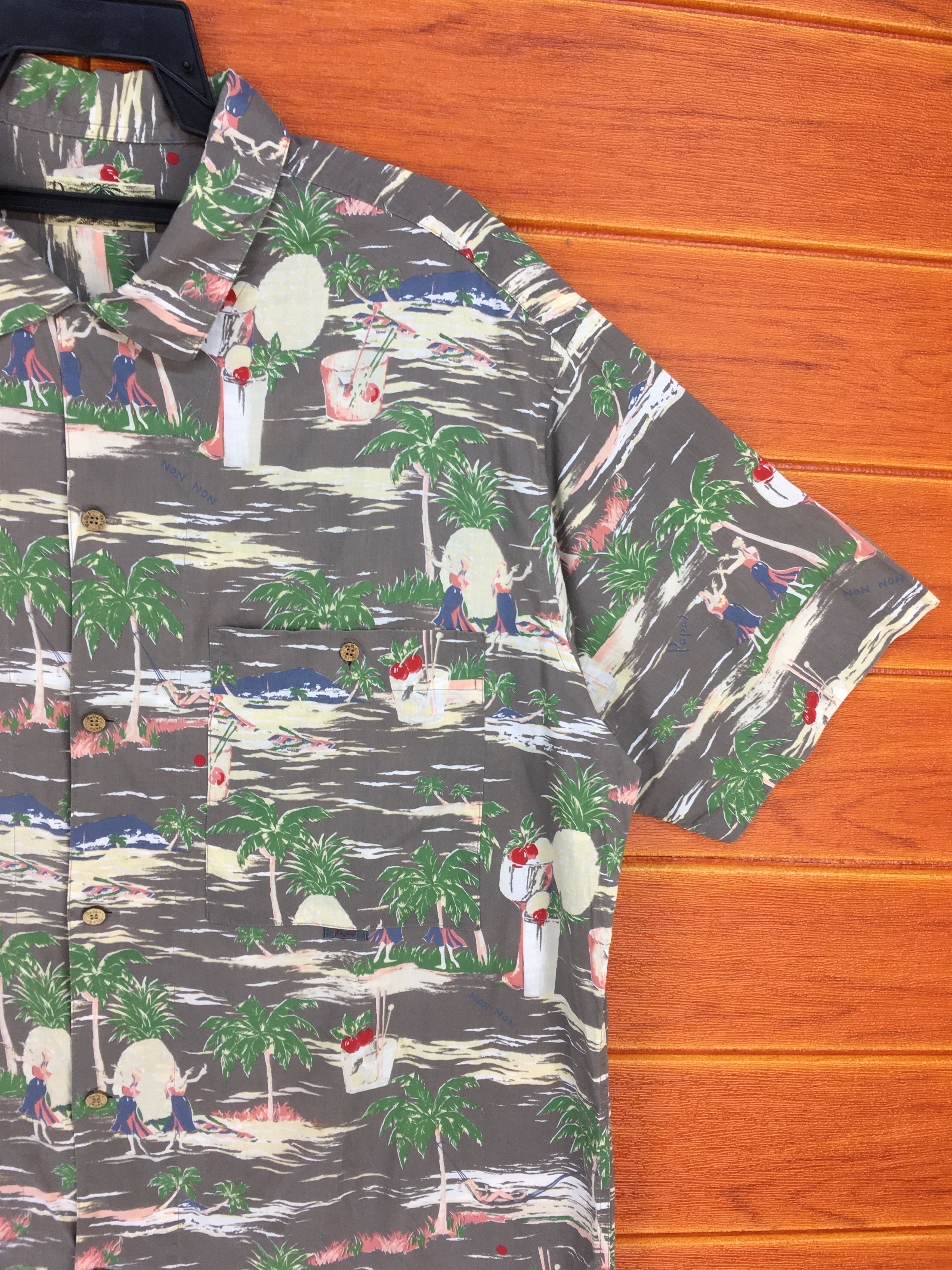 Mademoiselle Non Non Vintage Japanese Hawaiian PAPAS ISLAND Shirt Size US L / EU 52-54 / 3 - 5 Thumbnail