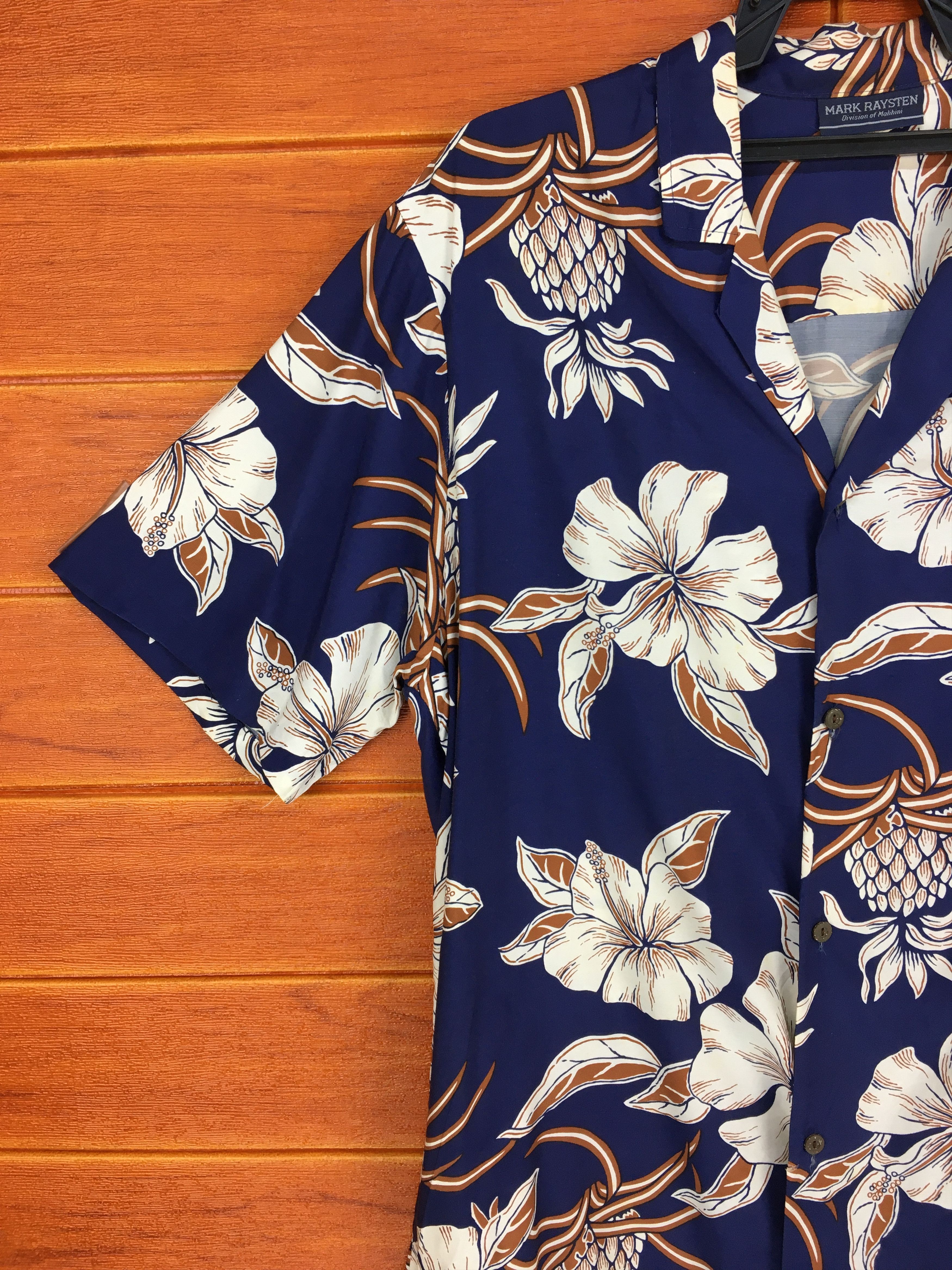 Vintage Vintage MARK RAYSTEN Big Hibiscus Pineapple Shirt Size US L / EU 52-54 / 3 - 2 Thumbnail