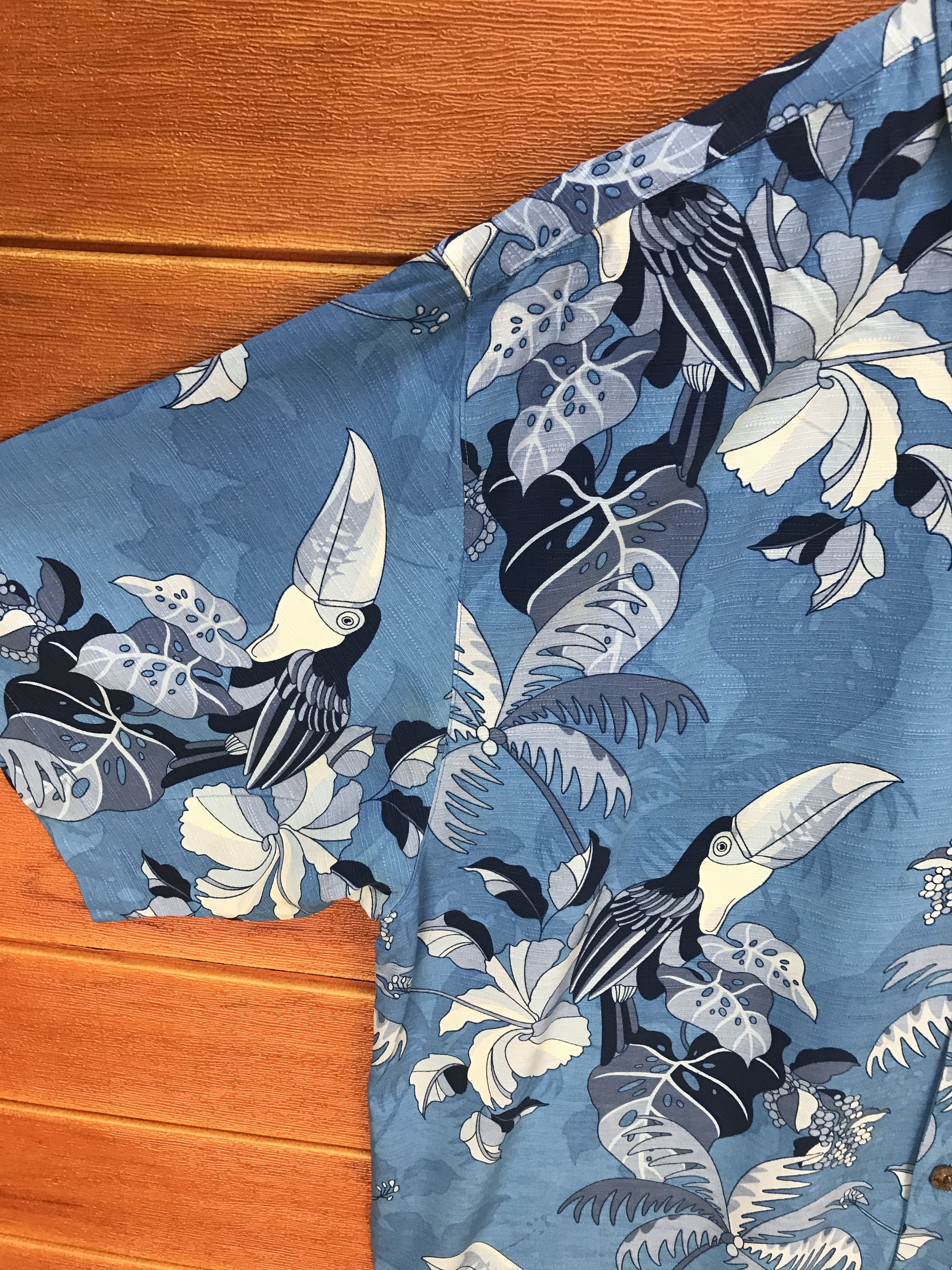 Vintage Vintage Bermuda Bay Silk Kingfishers & Flowers Hawaiian Size US L / EU 52-54 / 3 - 3 Thumbnail