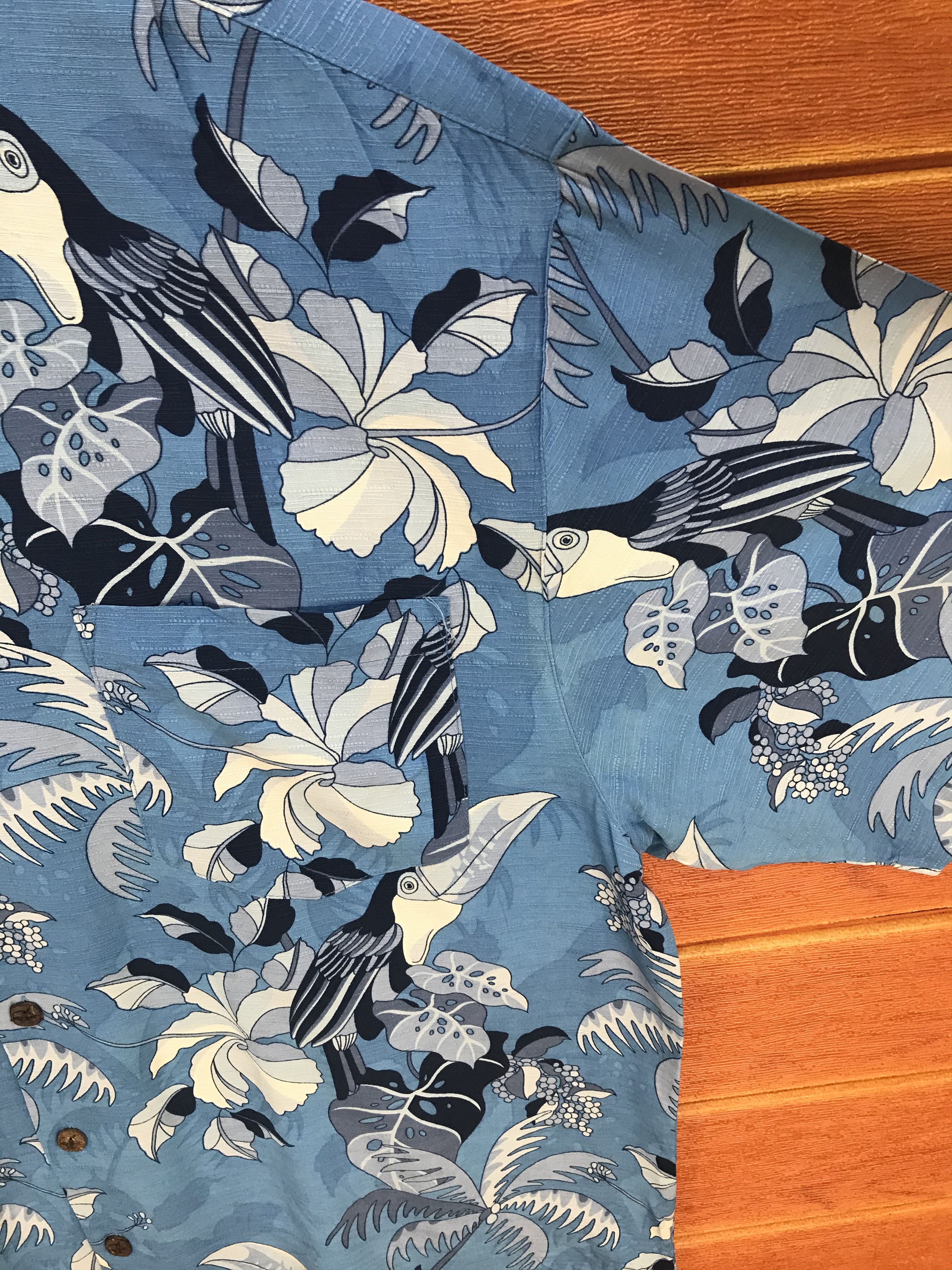 Vintage Vintage Bermuda Bay Silk Kingfishers & Flowers Hawaiian Size US L / EU 52-54 / 3 - 4 Thumbnail