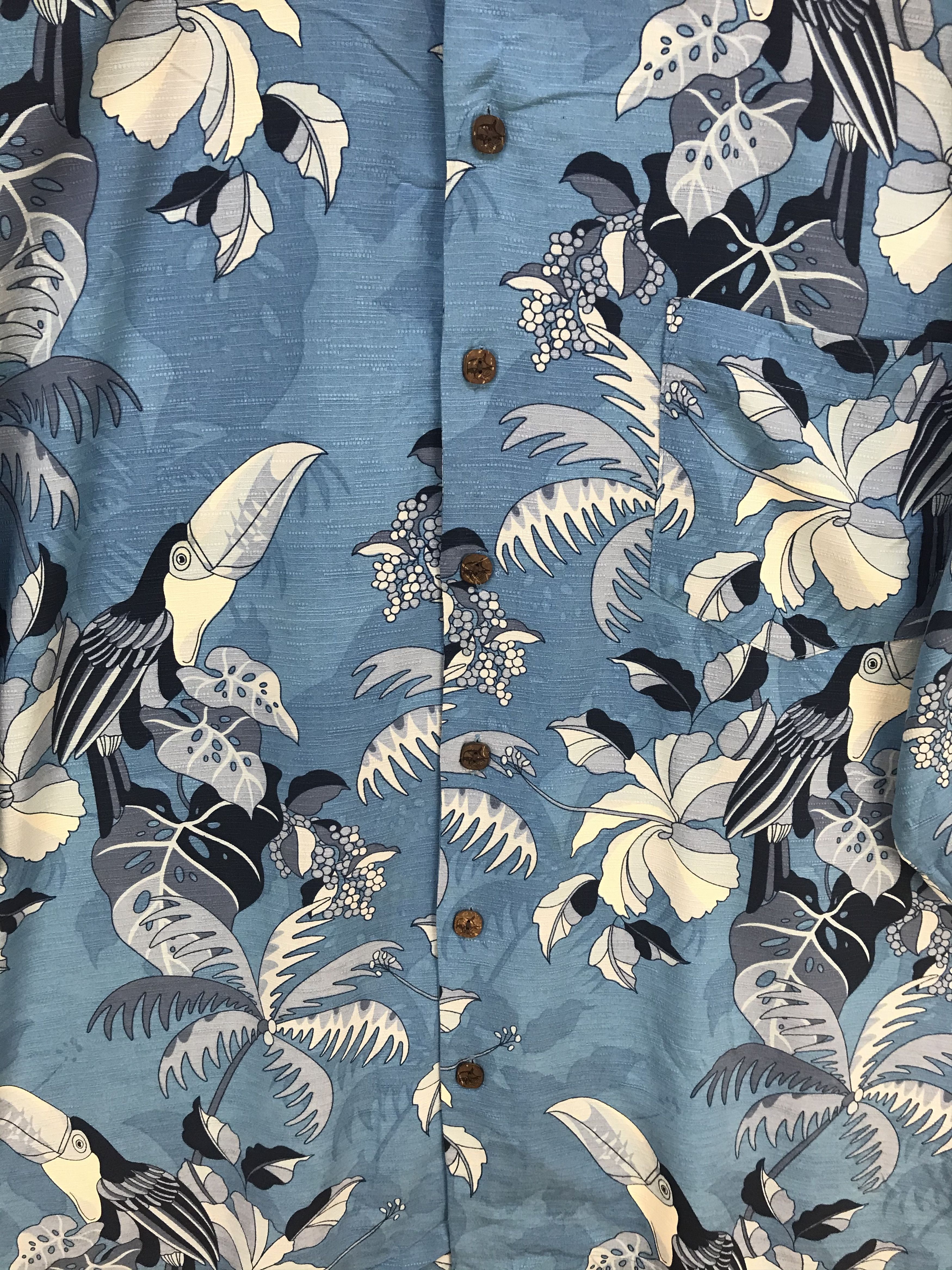 Vintage Vintage Bermuda Bay Silk Kingfishers & Flowers Hawaiian Size US L / EU 52-54 / 3 - 2 Thumbnail