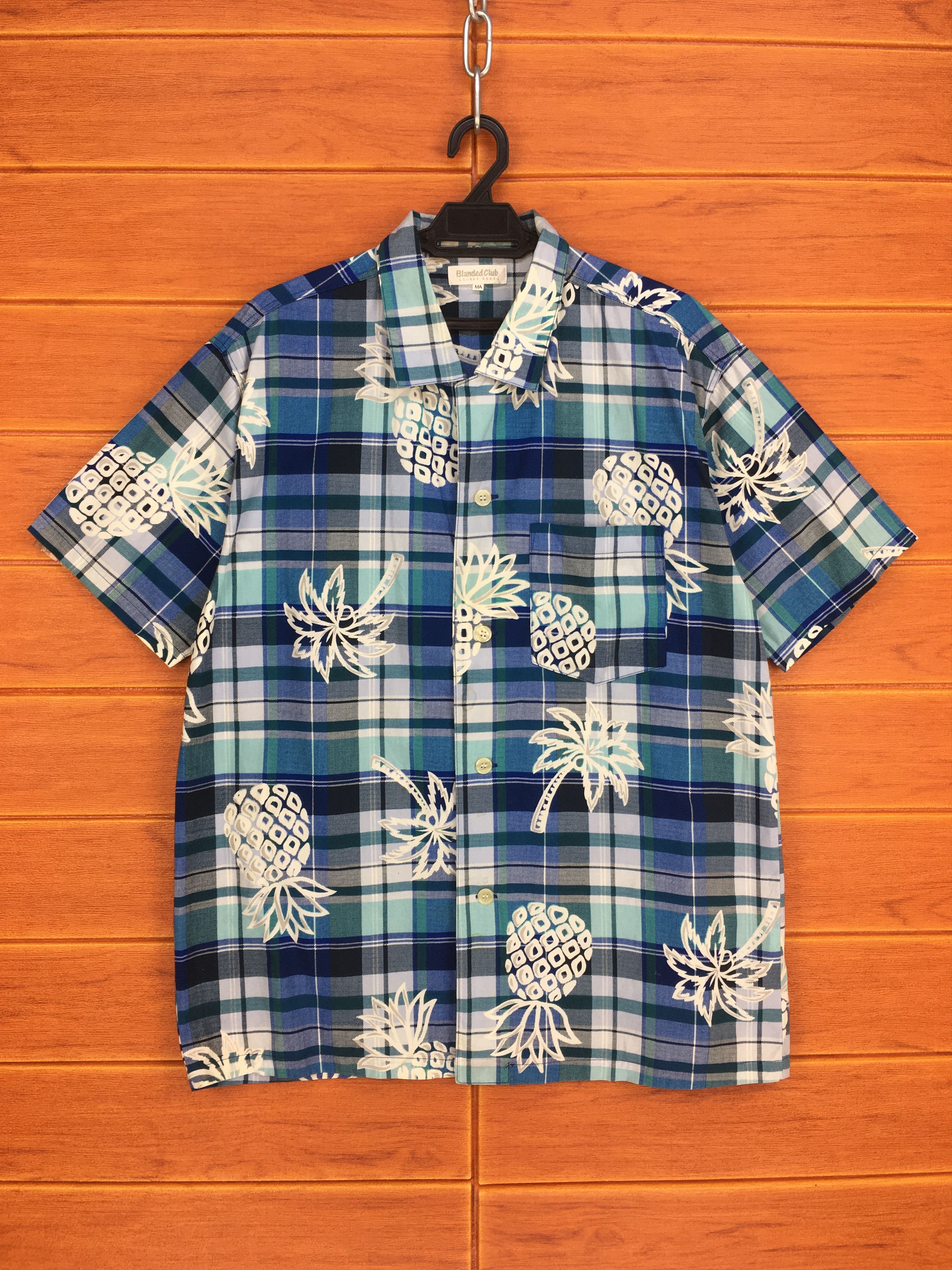 Japanese Brand Japanese Hawaiian BLANDED CLUB Pineapple Checkered Shirt Size US M / EU 48-50 / 2 - 1 Thumbnail