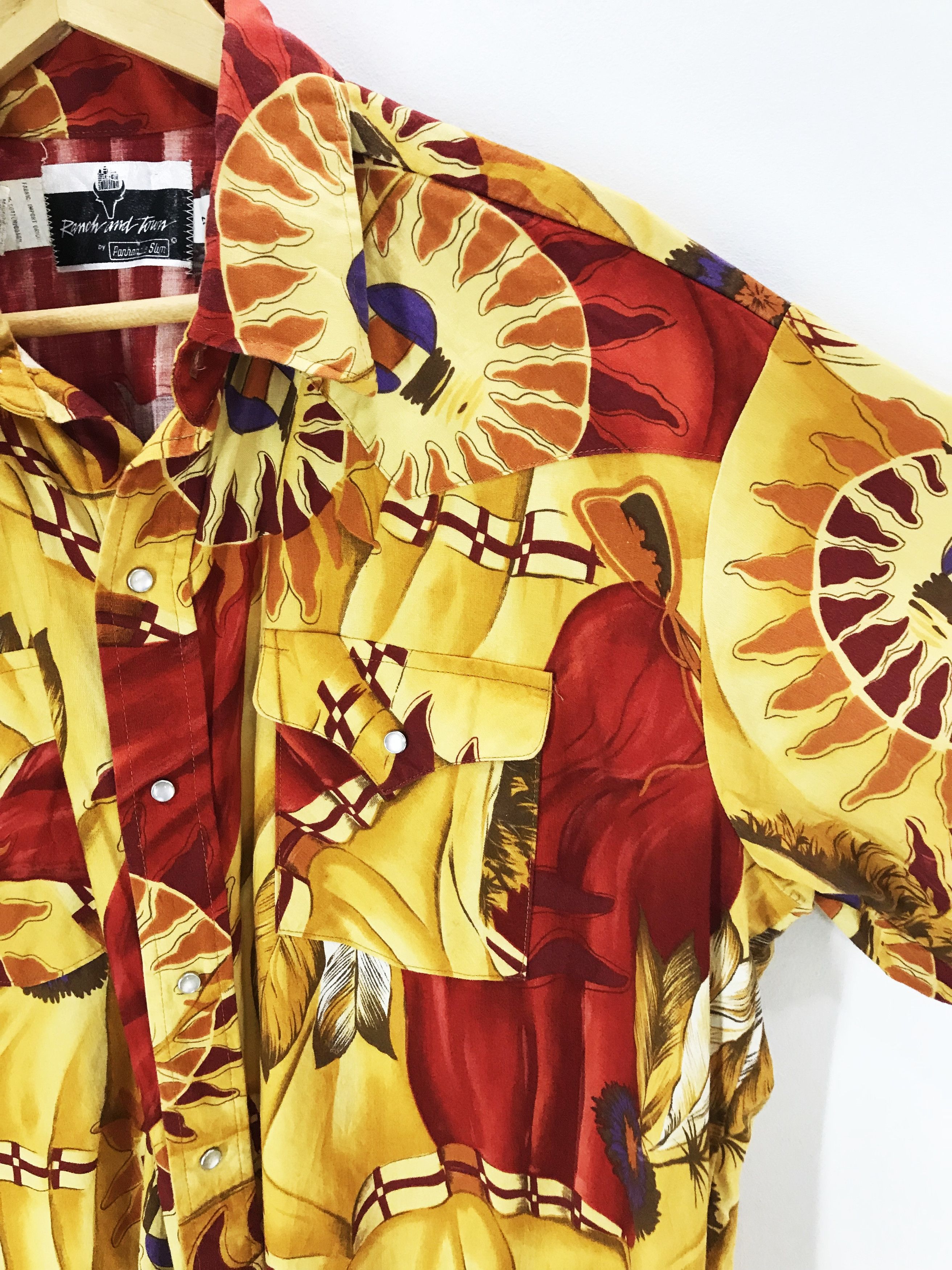 Cowboy Equipment Panhandle Slim Red Indian Motive Button Snap Western Shirt Size US L / EU 52-54 / 3 - 9 Thumbnail