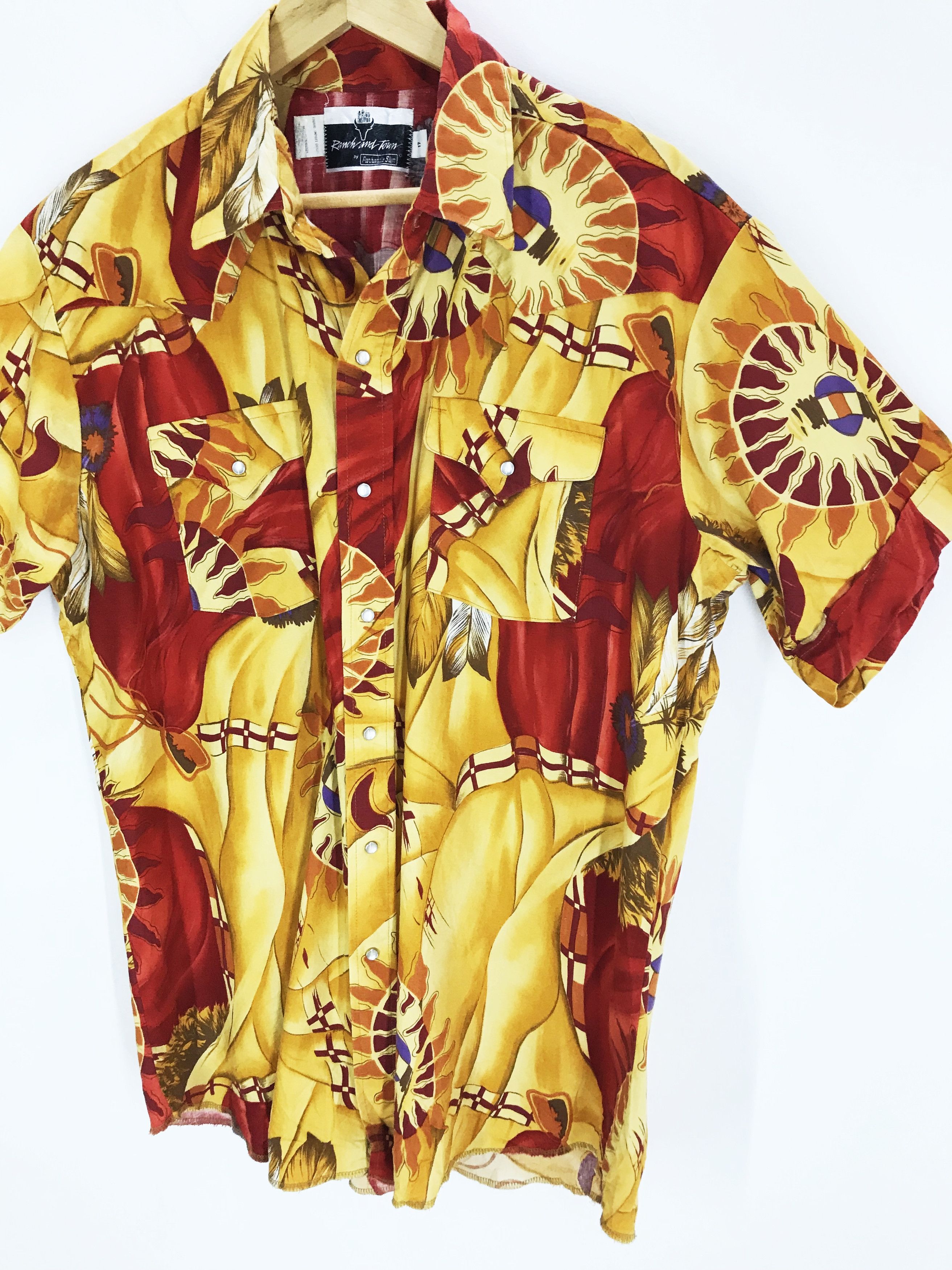Cowboy Equipment Panhandle Slim Red Indian Motive Button Snap Western Shirt Size US L / EU 52-54 / 3 - 2 Thumbnail