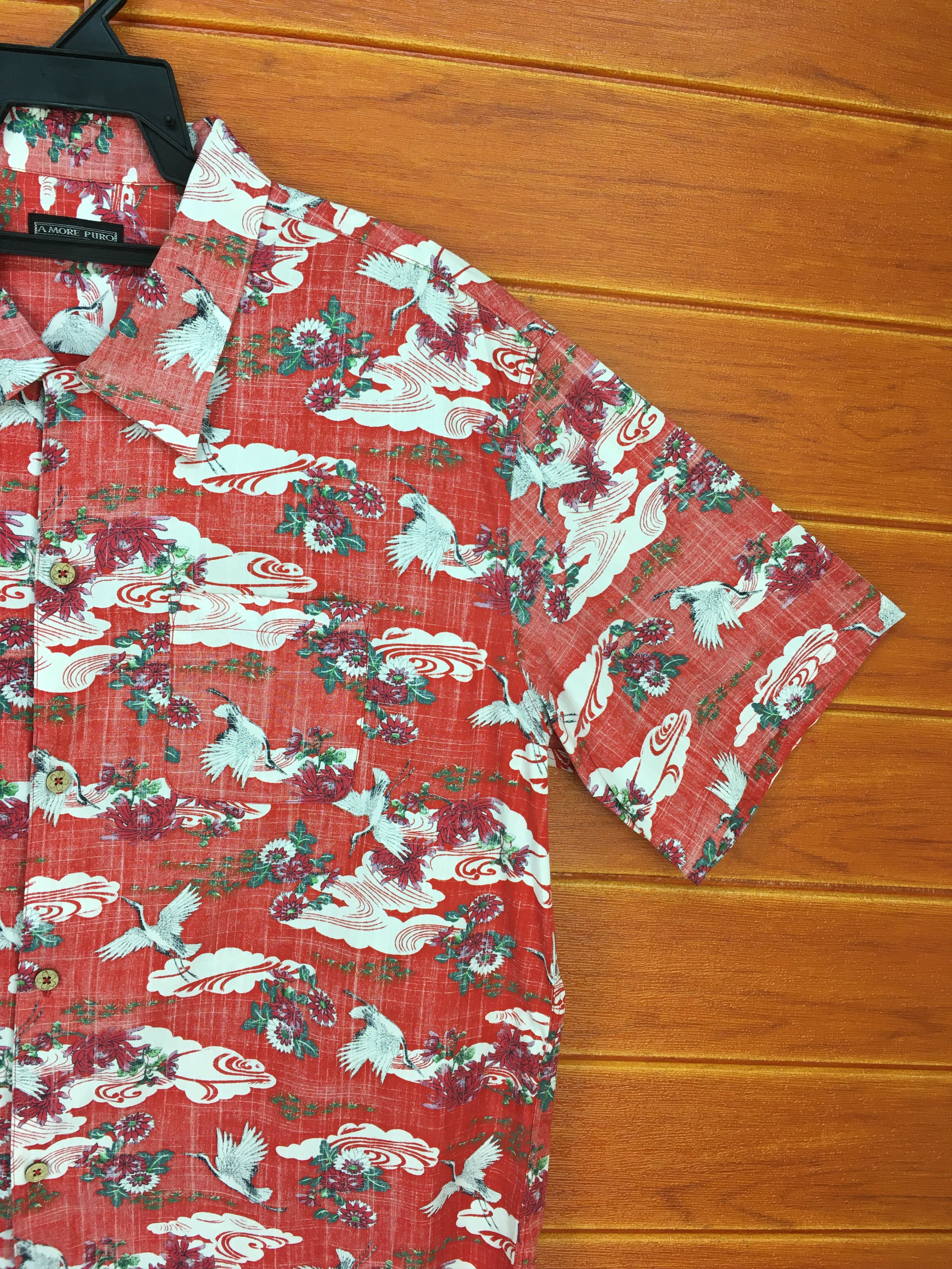 Vintage Vintage Japanese AMORE PURO Crane Sakura Reverse Print Size US L / EU 52-54 / 3 - 3 Thumbnail