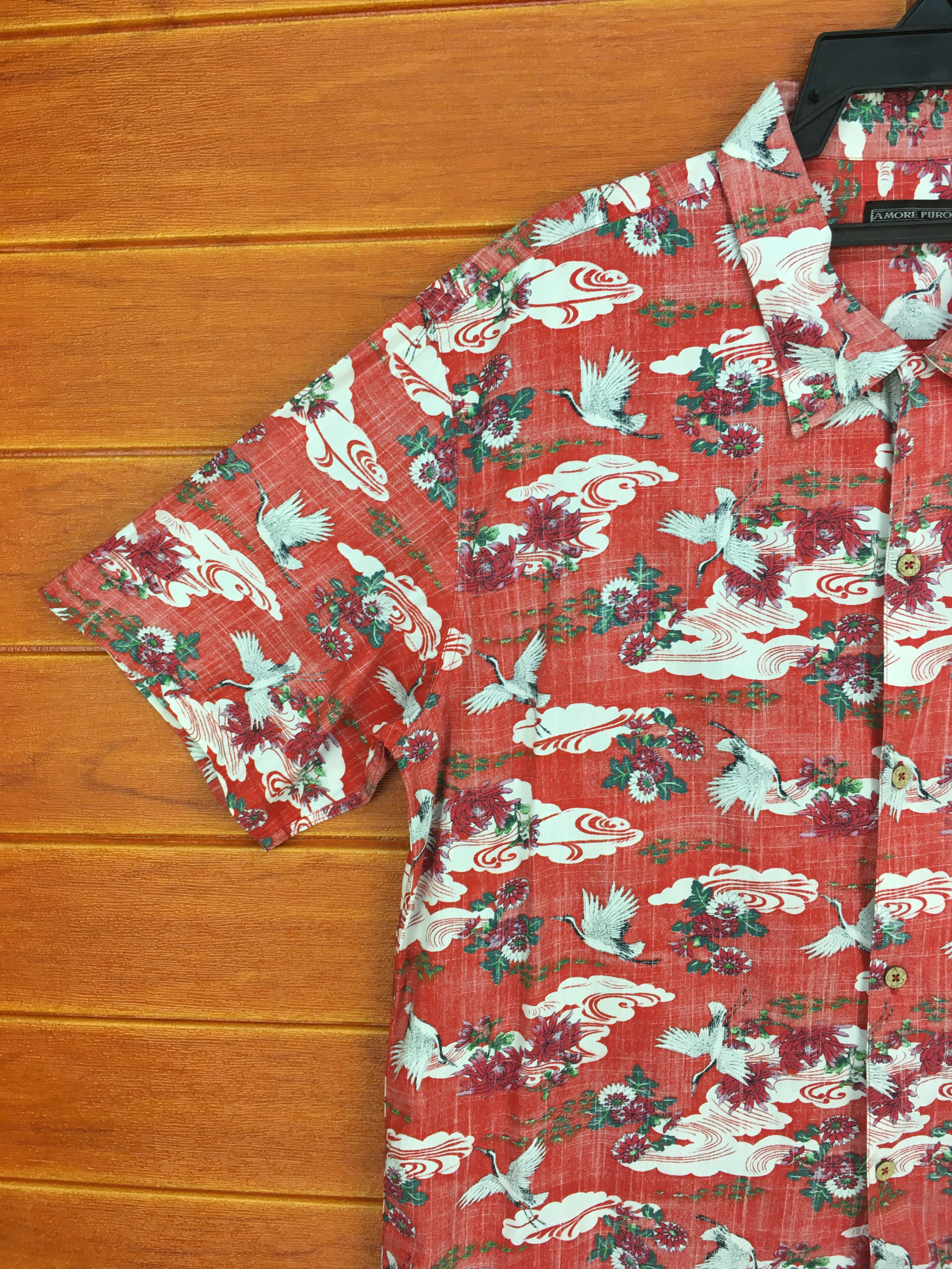 Vintage Vintage Japanese AMORE PURO Crane Sakura Reverse Print Size US L / EU 52-54 / 3 - 2 Thumbnail