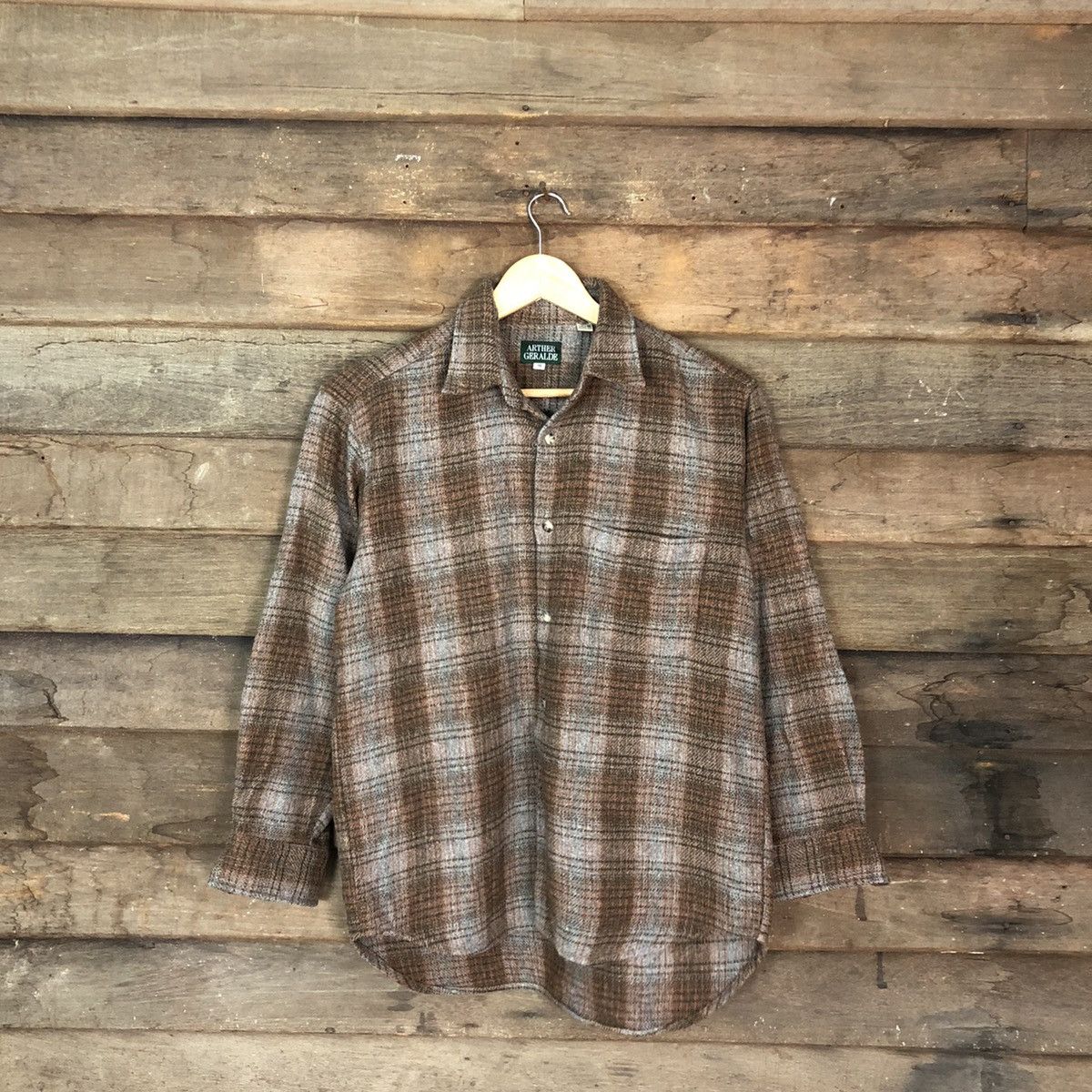 image of Arther Geralde Checked Flannel in Brown, Men's (Size Medium)