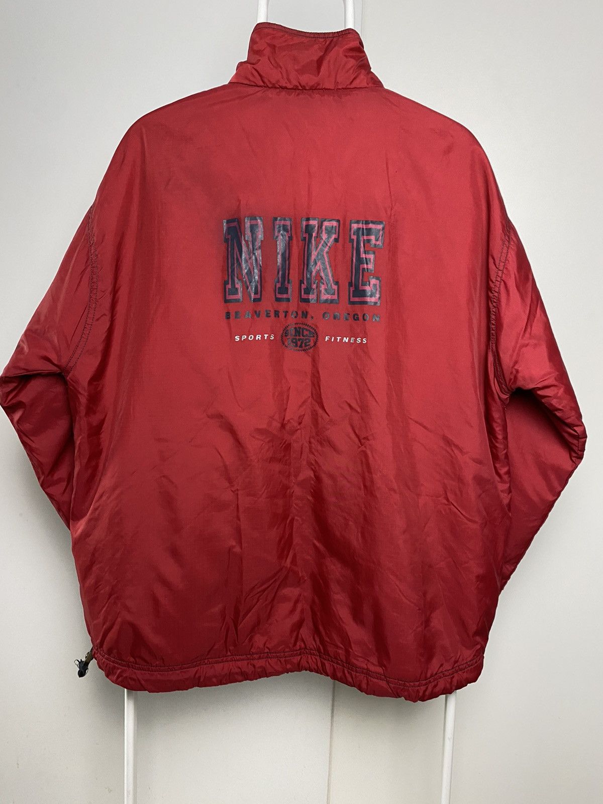 Nike × Vintage 80s Nike vintage anorak jacket red big logo Size US L / EU 52-54 / 3 - 9 Thumbnail