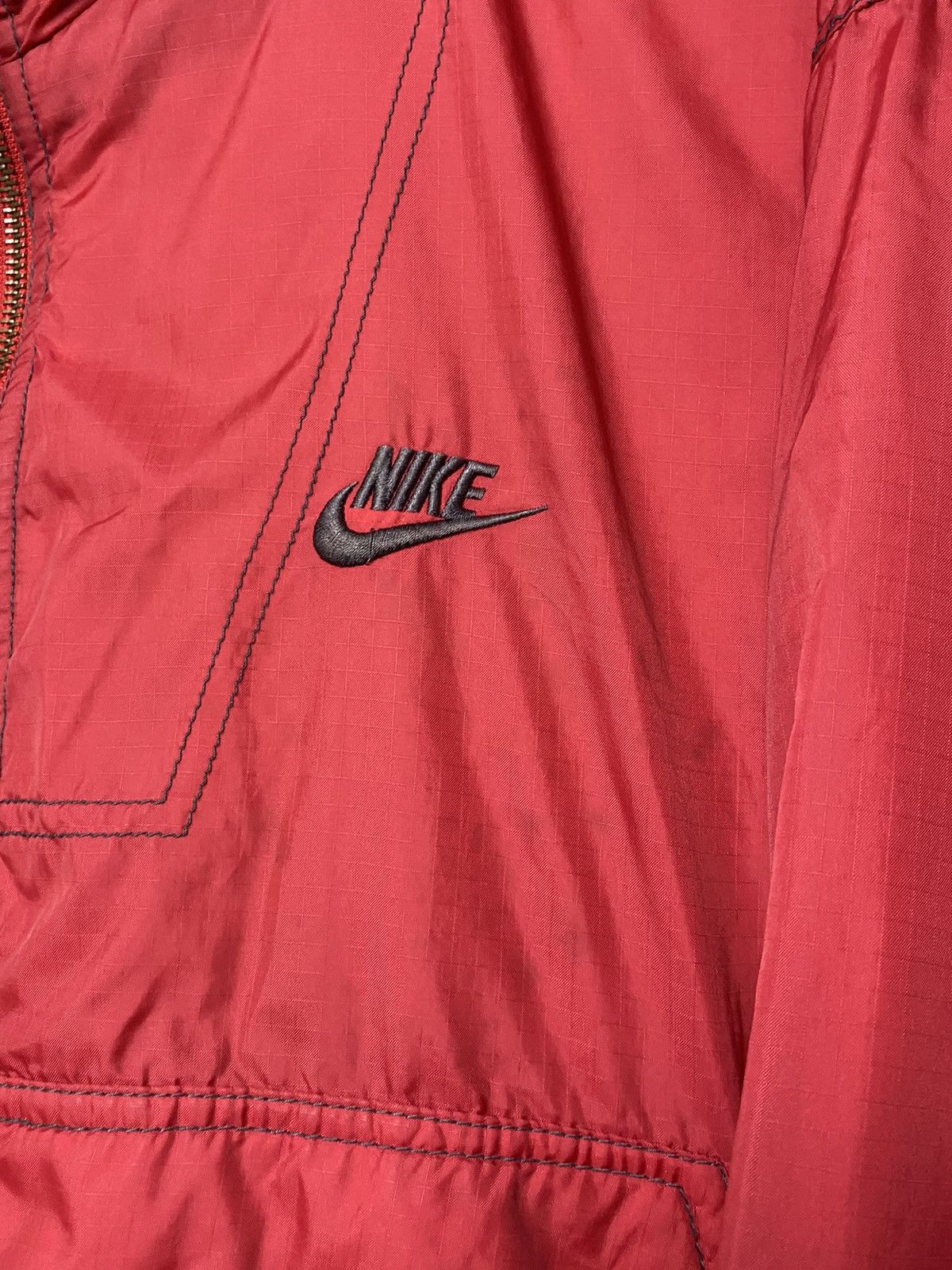 Nike × Vintage 80s Nike vintage anorak jacket red big logo Size US L / EU 52-54 / 3 - 2 Thumbnail