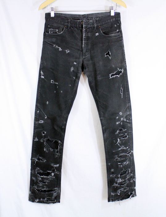 Dior SS04 Strip Destroyed Jeans | Grailed