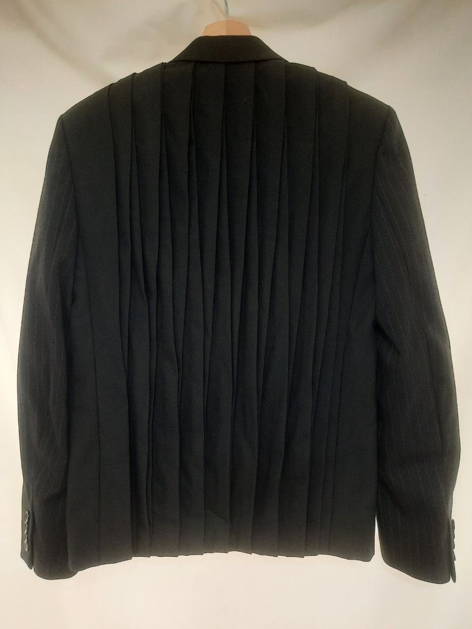 Saint Laurent Paris FW19 Runway Jacquard Pleated Striped Pinstriped Blazer Size 48S - 2 Thumbnail