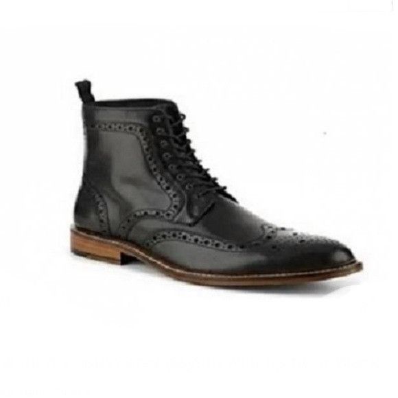 Aston Grey Ashton Grey Payton Wingtip Leather Boot in Black  display picture 3
