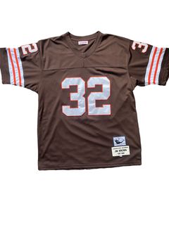 Mitchell & Ness Browns #32 Jim Brown White Stitched Throwback NFL