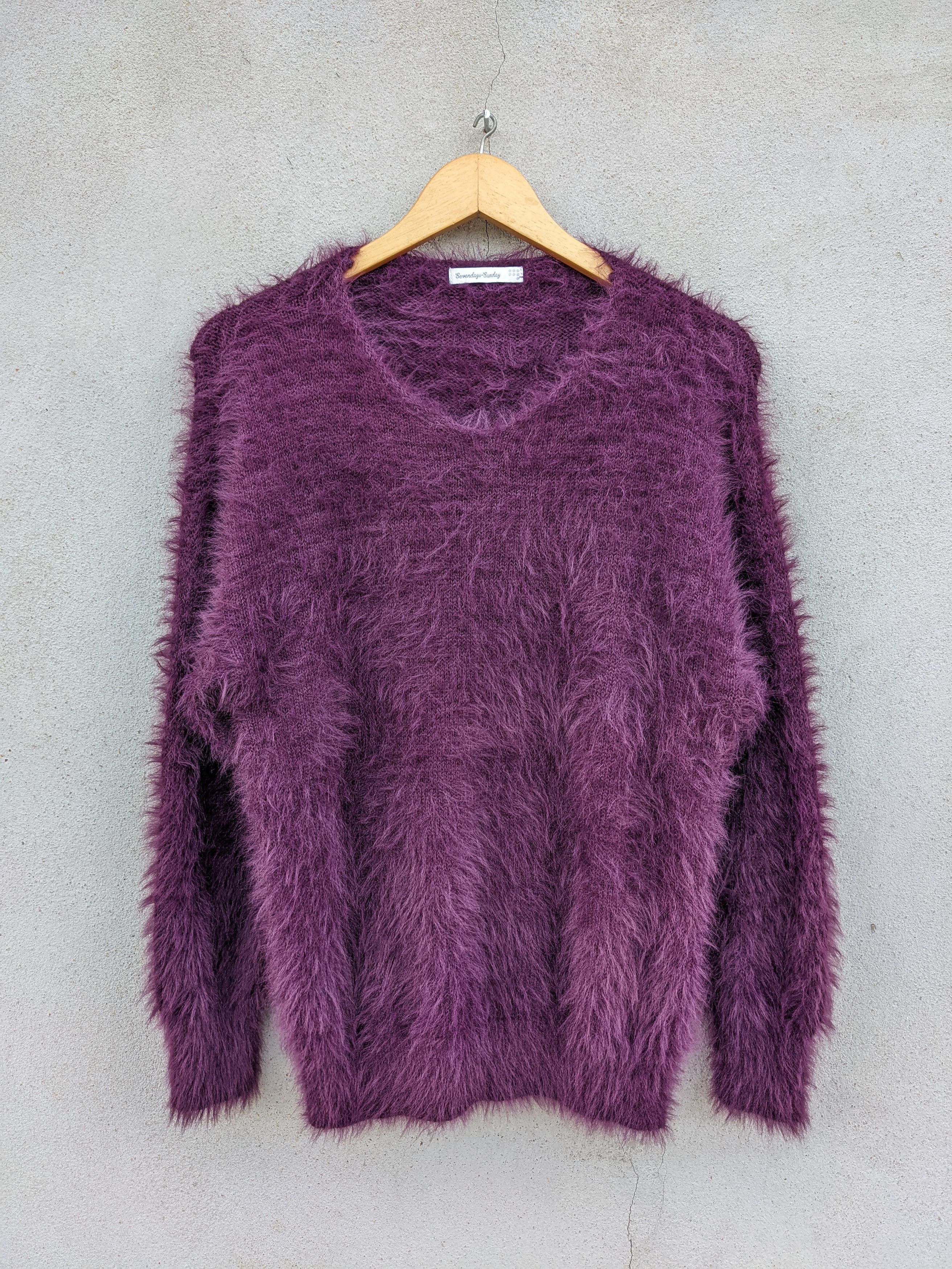 image of Aran Isles Knitwear x Kurt Cobain Sevendaysunday Shag Shaggy Hairy Mohair Sweater in Purple (Size S