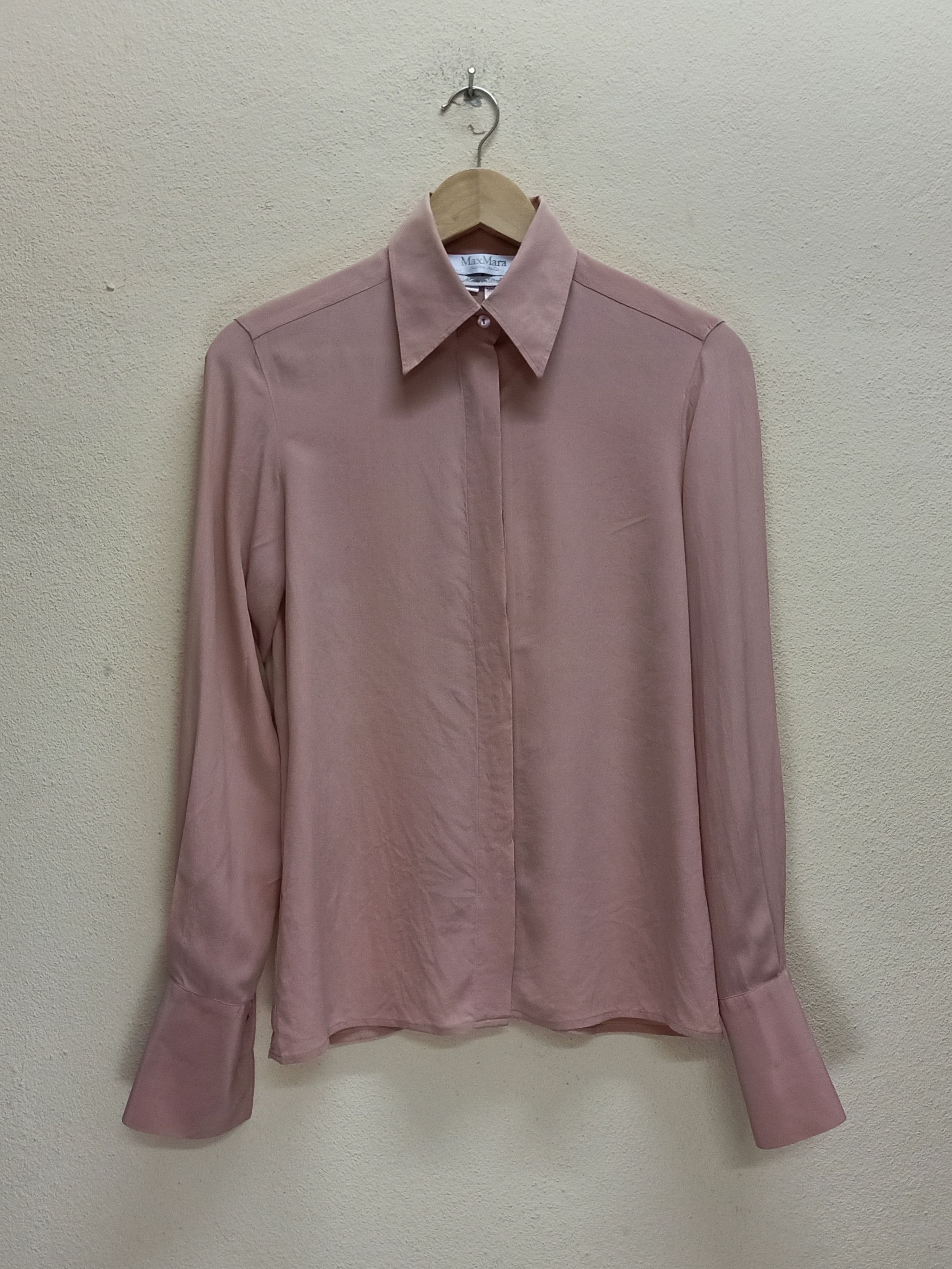 Max Mara MAX MARA Italy Silk Beige Peach Full Button Up Shirt Size XS / US 0-2 / IT 36-38 - 4 Thumbnail