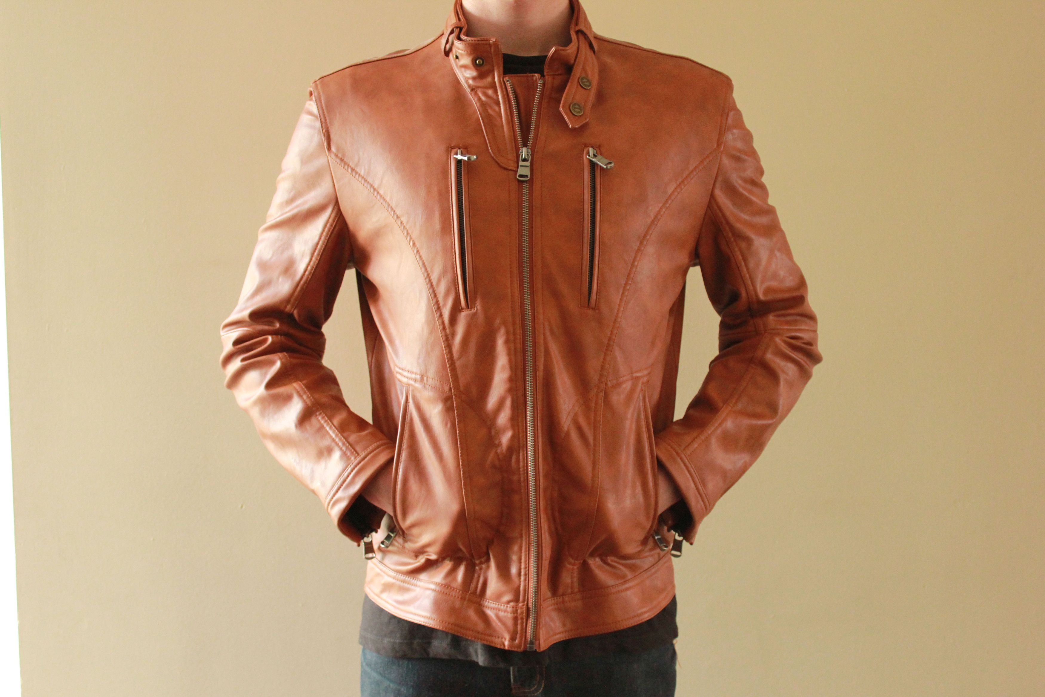 The Academee Brand Caramel Leather-Look Jacket Size US M / EU 48-50 / 2 - 7 Thumbnail