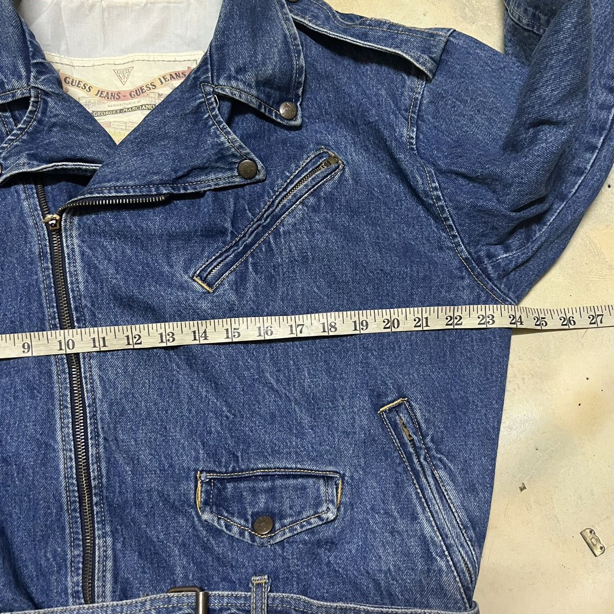 Guess Vintage Guess Big Logo Double Collar Denim Jacket Size US XL / EU 56 / 4 - 11 Thumbnail