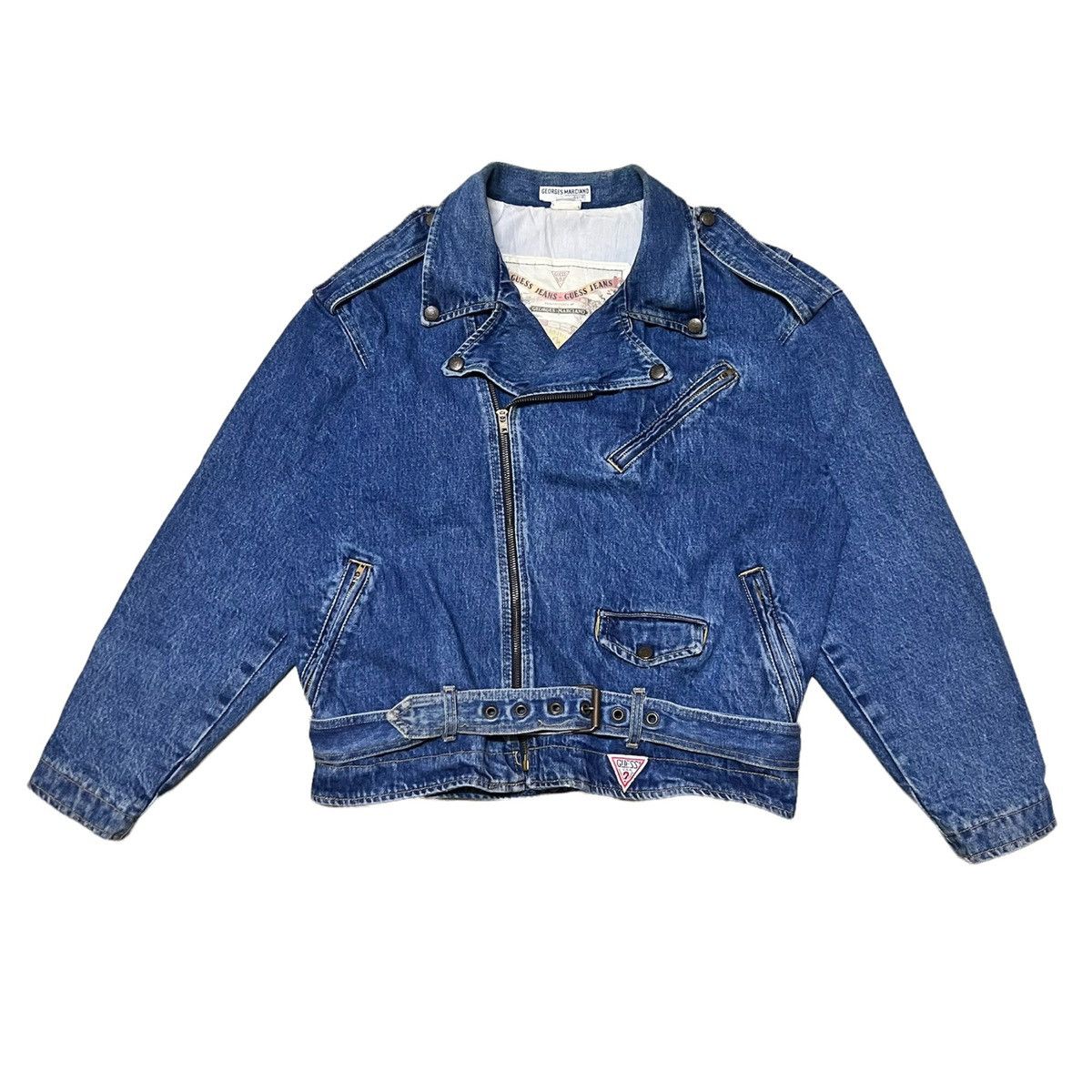 Guess Vintage Guess Big Logo Double Collar Denim Jacket Size US XL / EU 56 / 4 - 3 Thumbnail