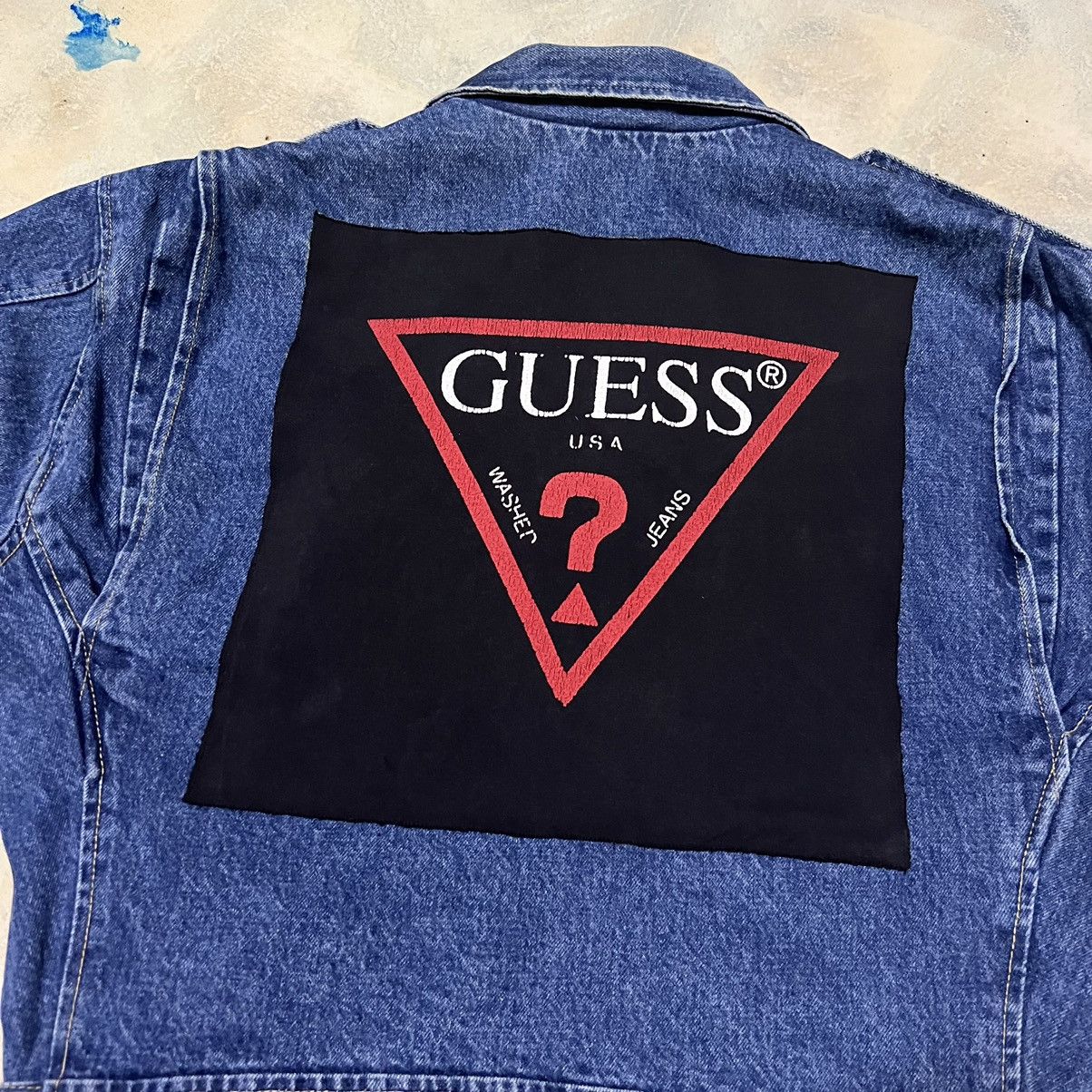 Guess Vintage Guess Big Logo Double Collar Denim Jacket Size US XL / EU 56 / 4 - 15 Thumbnail