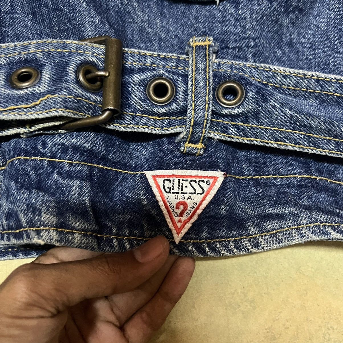 Guess Vintage Guess Big Logo Double Collar Denim Jacket Size US XL / EU 56 / 4 - 4 Thumbnail