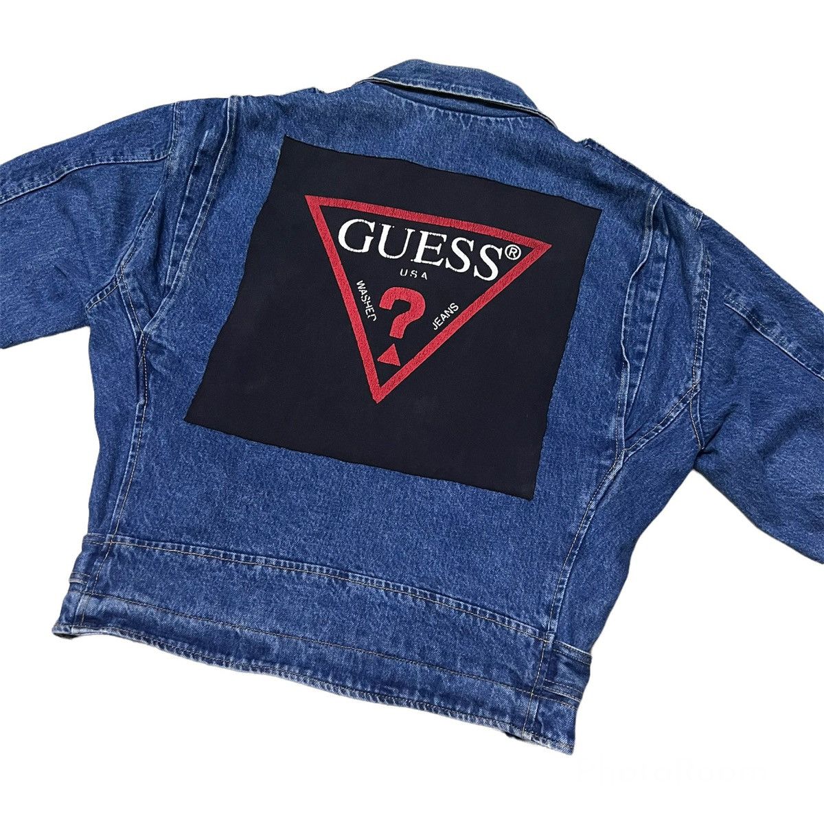 Guess Vintage Guess Big Logo Double Collar Denim Jacket Size US XL / EU 56 / 4 - 2 Thumbnail