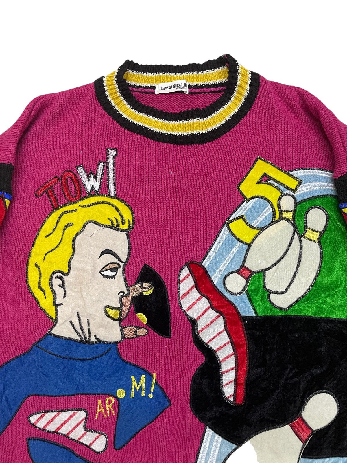 Japanese Brand Vintage Knitwear Hannako Shiratori Bowling Tees Size US XL / EU 56 / 4 - 5 Thumbnail