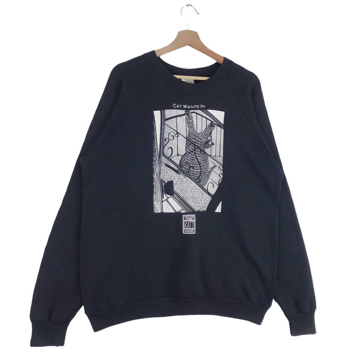 Art Comes First × Cartoon Network × Vintage 80’s Cat Wants In By Stuart Katt Sweatshirts Size US L / EU 52-54 / 3 - 6 Thumbnail