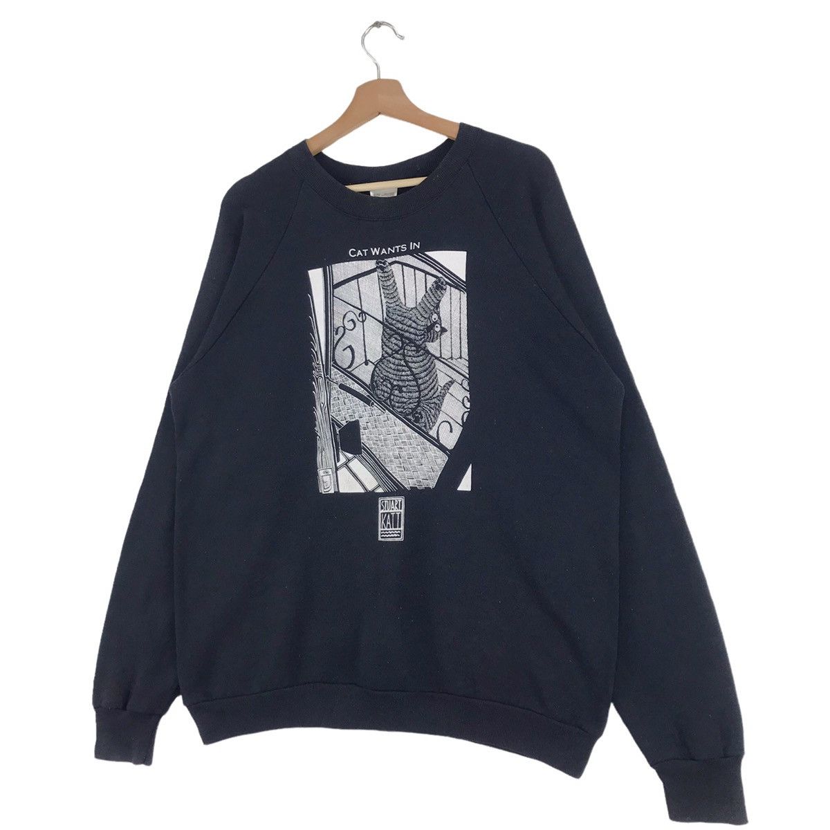 Art Comes First × Cartoon Network × Vintage 80’s Cat Wants In By Stuart Katt Sweatshirts Size US L / EU 52-54 / 3 - 5 Thumbnail