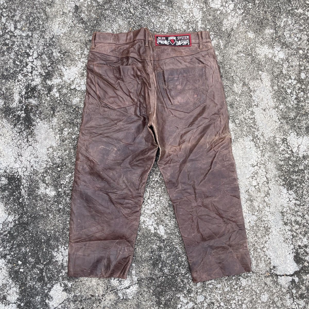 Japanese Brand Vintage Blue System Leather Pants Size US 33 - 8 Thumbnail