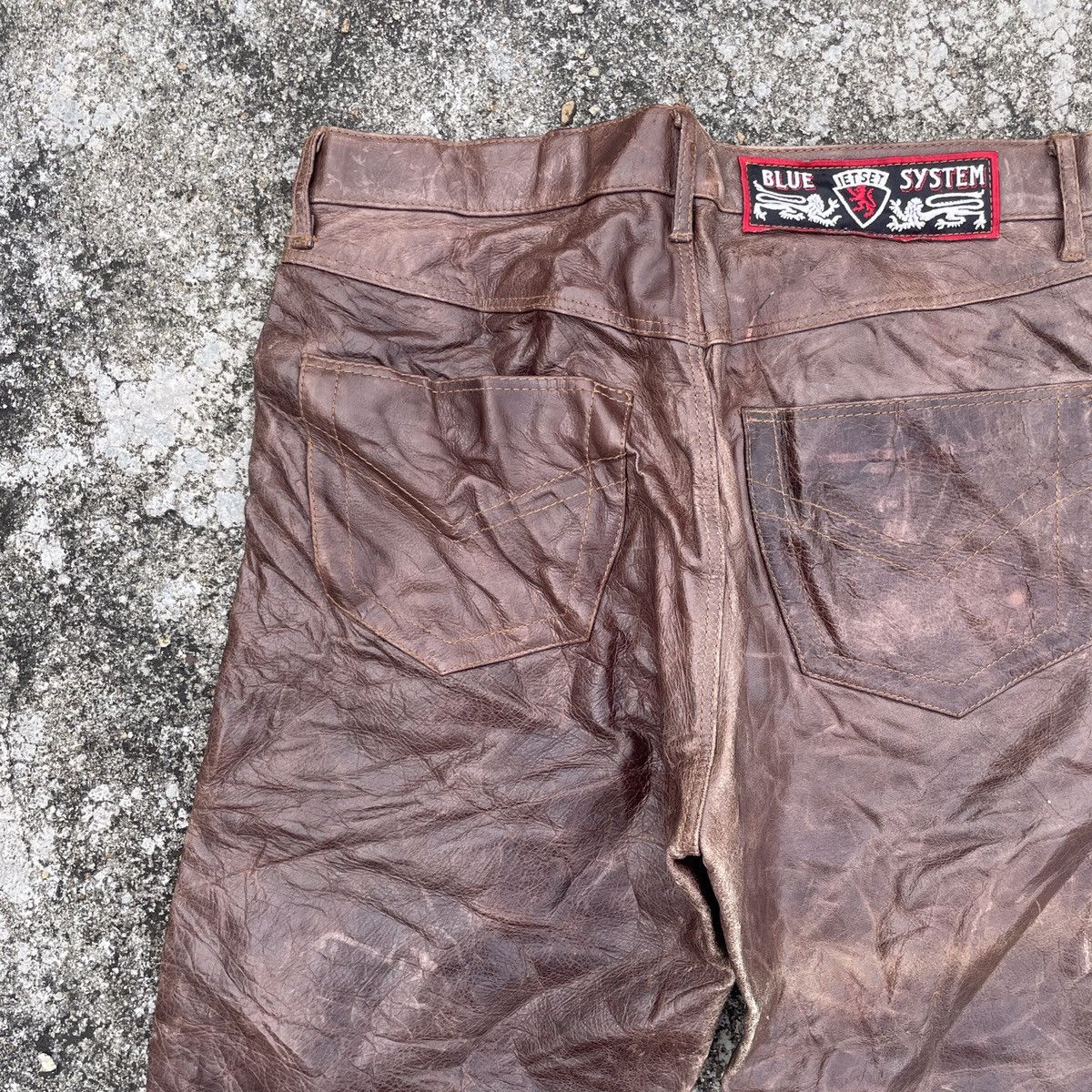 Japanese Brand Vintage Blue System Leather Pants Size US 33 - 10 Thumbnail
