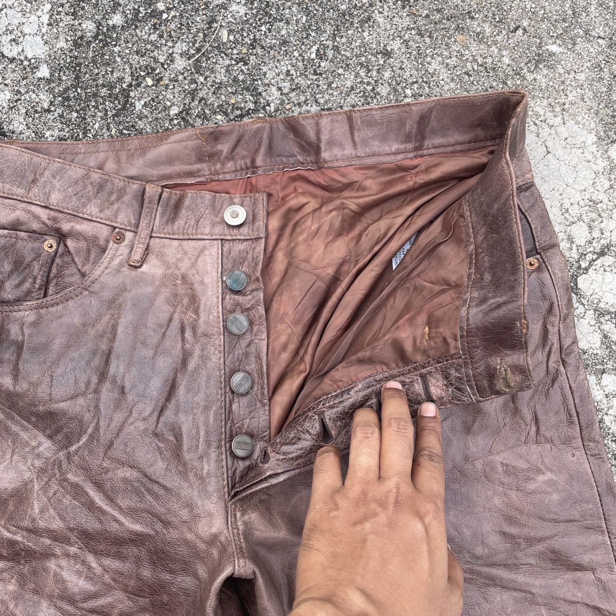 Japanese Brand Vintage Blue System Leather Pants Size US 33 - 5 Thumbnail