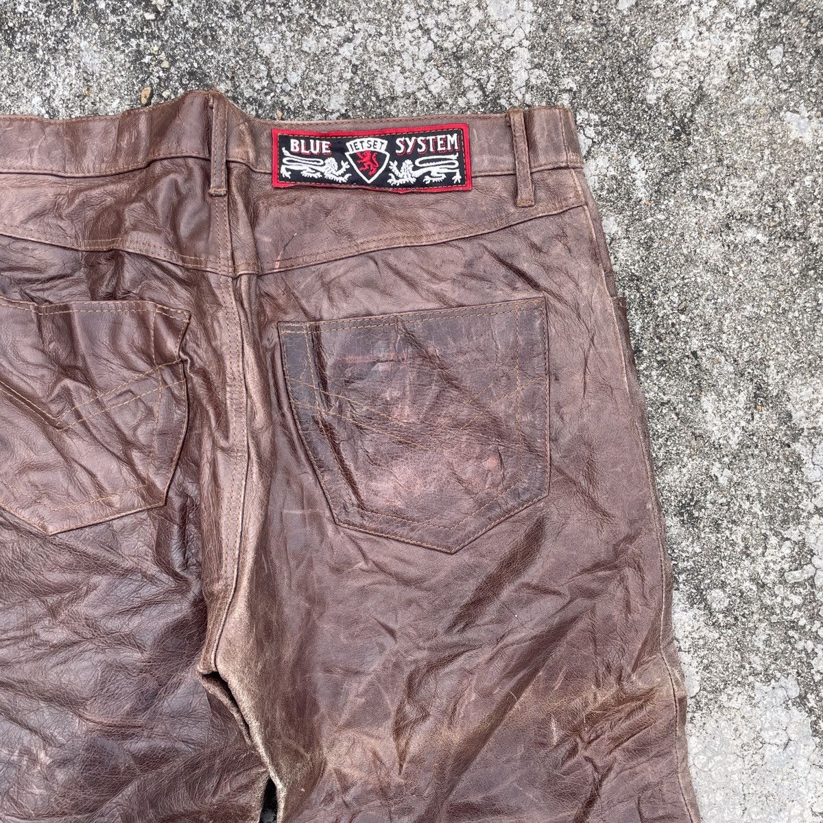 Japanese Brand Vintage Blue System Leather Pants Size US 33 - 9 Thumbnail