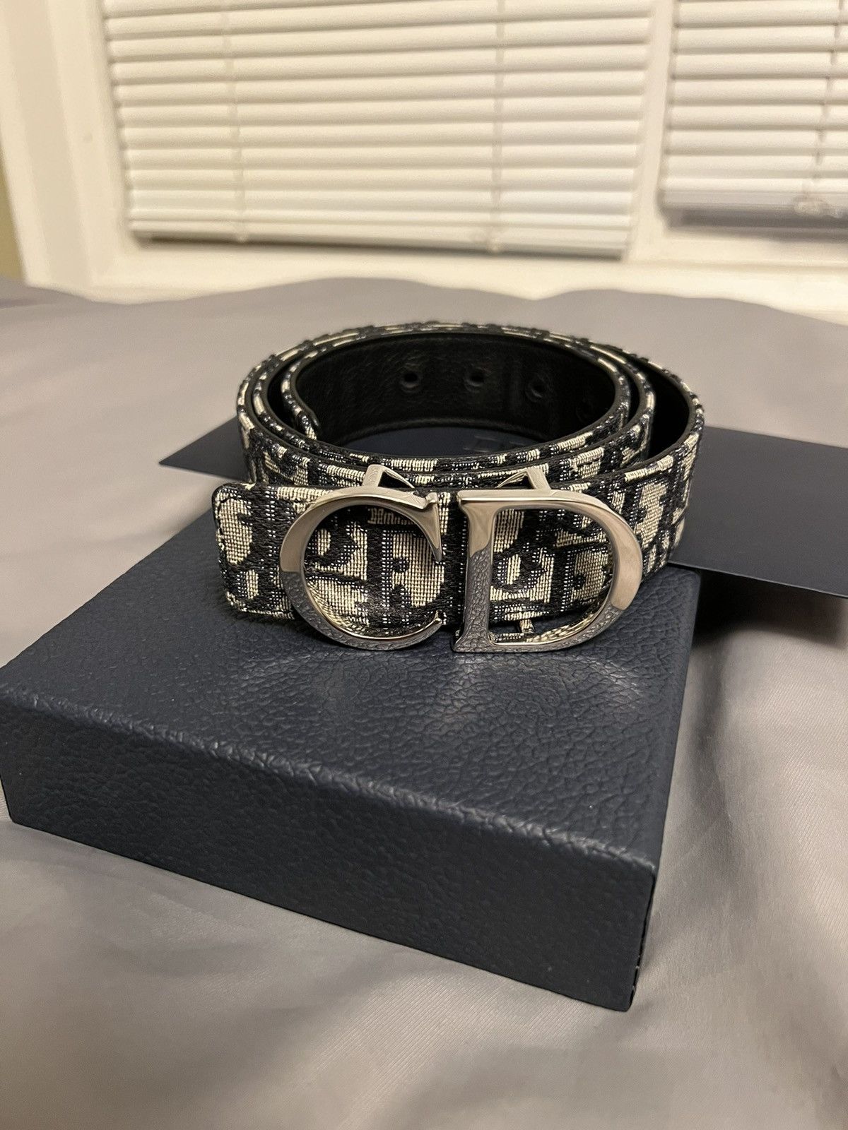 【DIOR】送料/関税込 Oblique Jacquard Reversible Belt Reversible Belt Strap Beige and Black Dior Oblique Jacquard