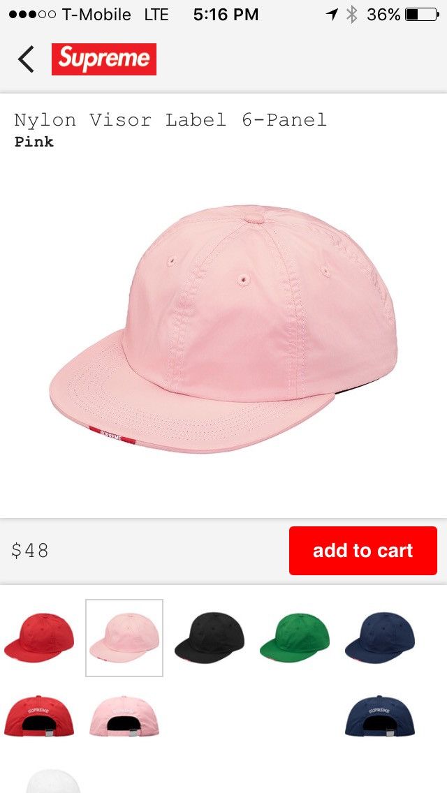 Supreme Nylon Visor Label 6-Panel Hat PINK | Grailed