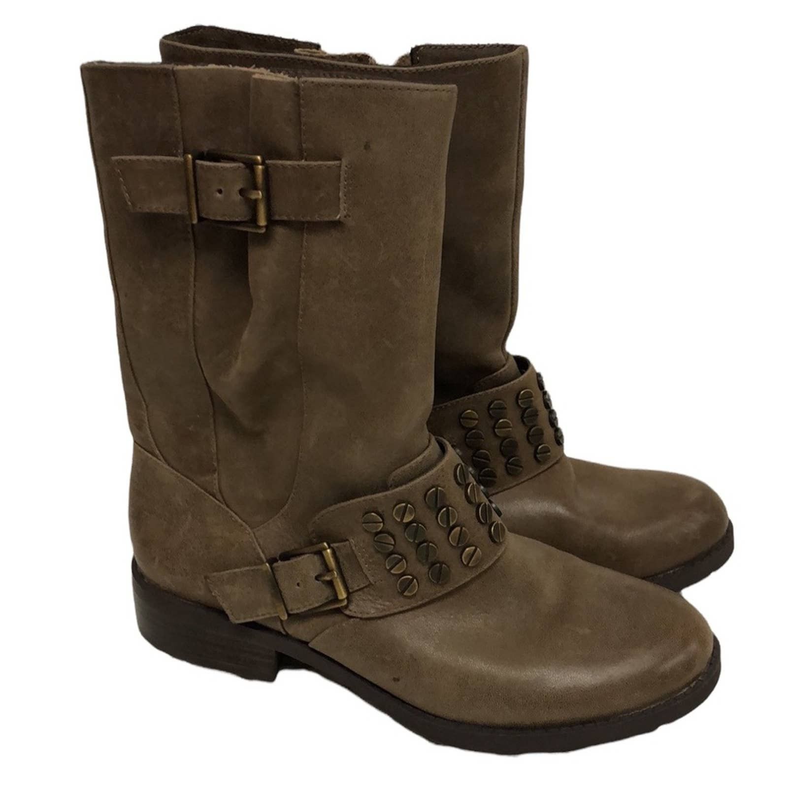 Jessica Simpson Skylare Tan Leather BikerBoots Size 6M L2601