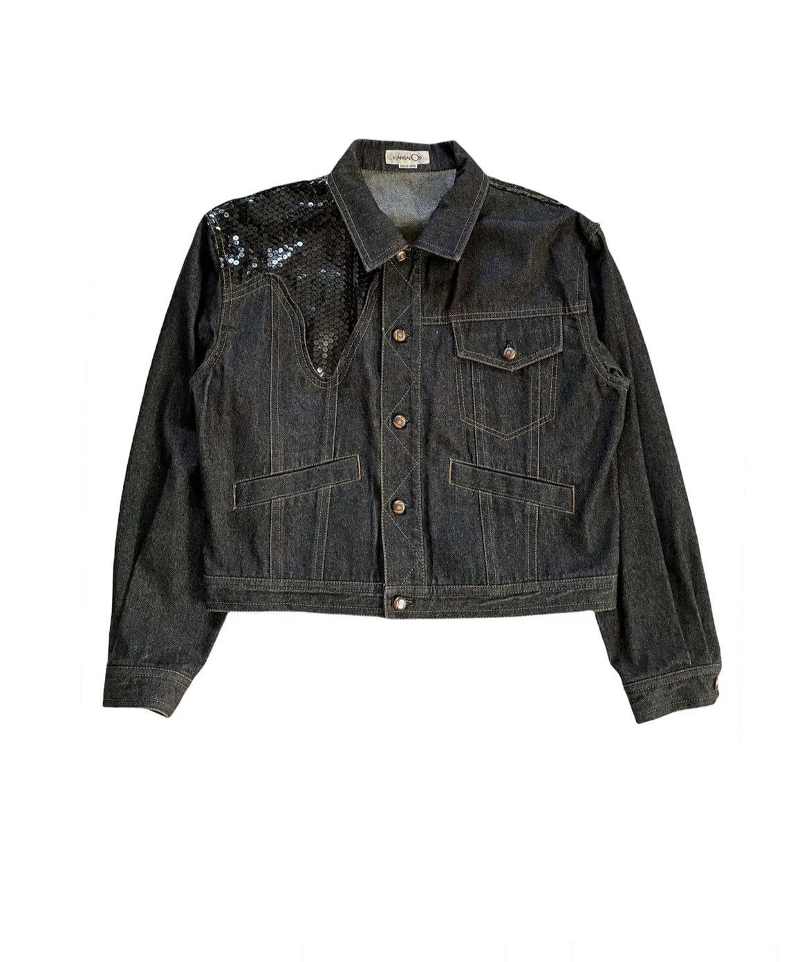 Kansai Yamamoto 1980s Sequin Drip Denim Trucker. | Grailed