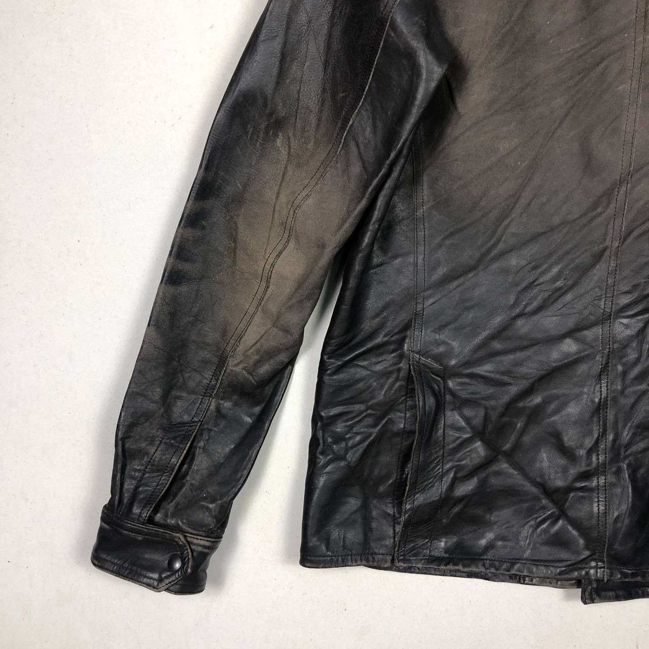 Neil Barrett Neil Barrett Leather Biker Jacket Washed Funky Design Size US M / EU 48-50 / 2 - 9 Thumbnail