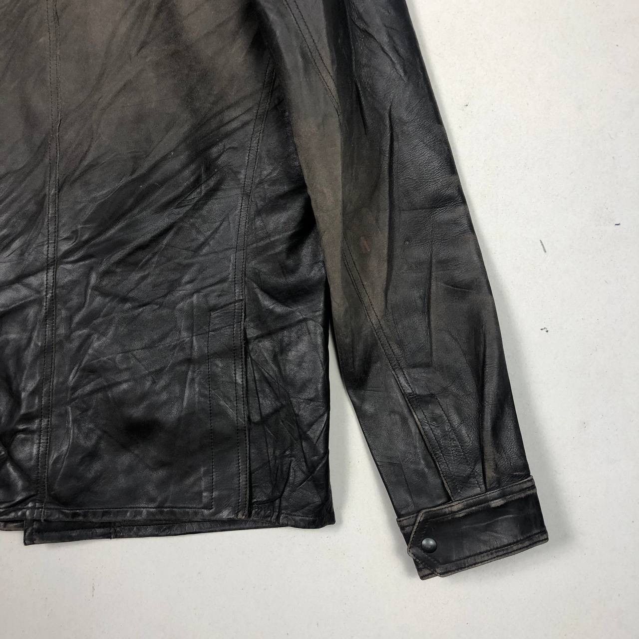 Neil Barrett Neil Barrett Leather Biker Jacket Washed Funky Design Size US M / EU 48-50 / 2 - 10 Thumbnail
