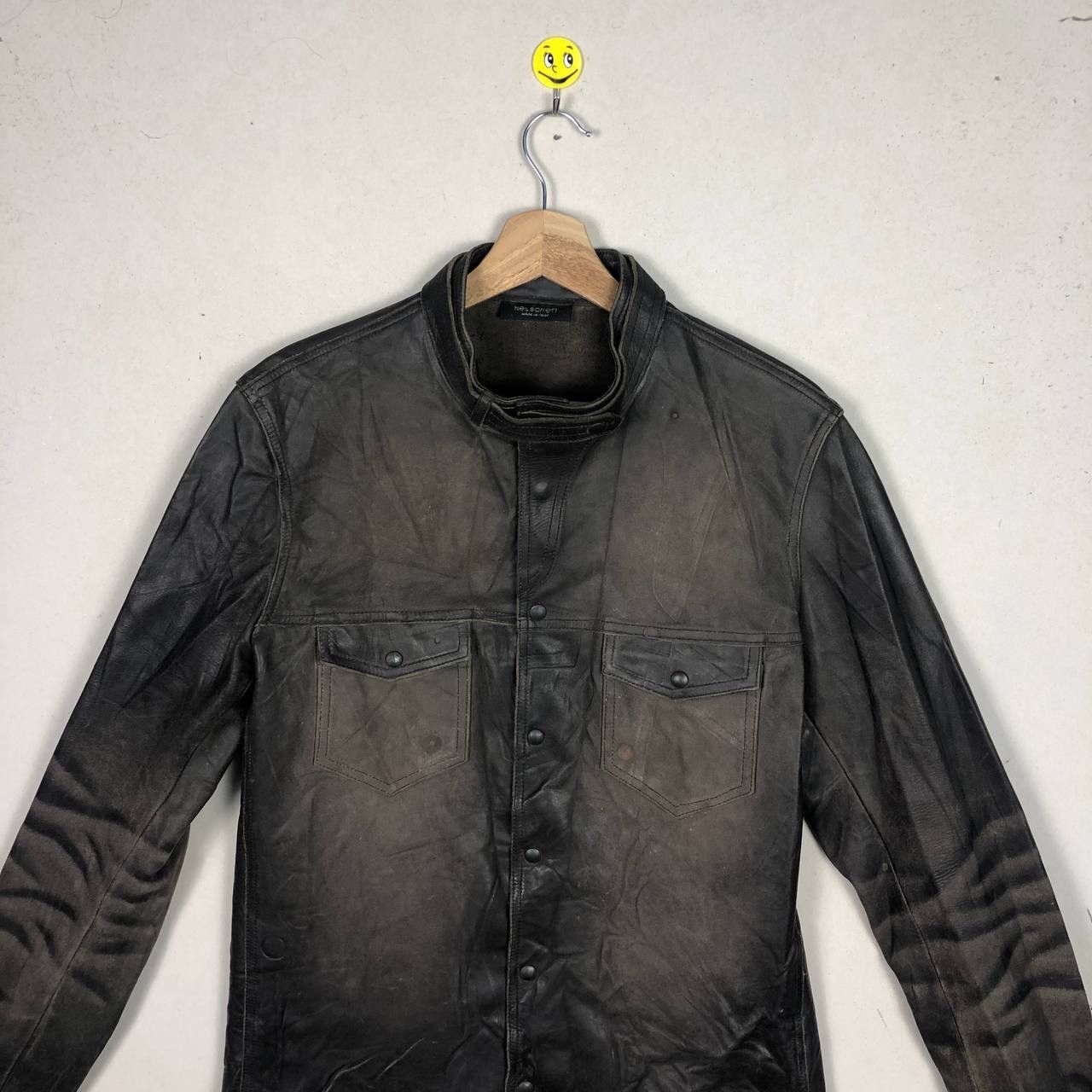 Neil Barrett Neil Barrett Leather Biker Jacket Washed Funky Design Size US M / EU 48-50 / 2 - 3 Thumbnail