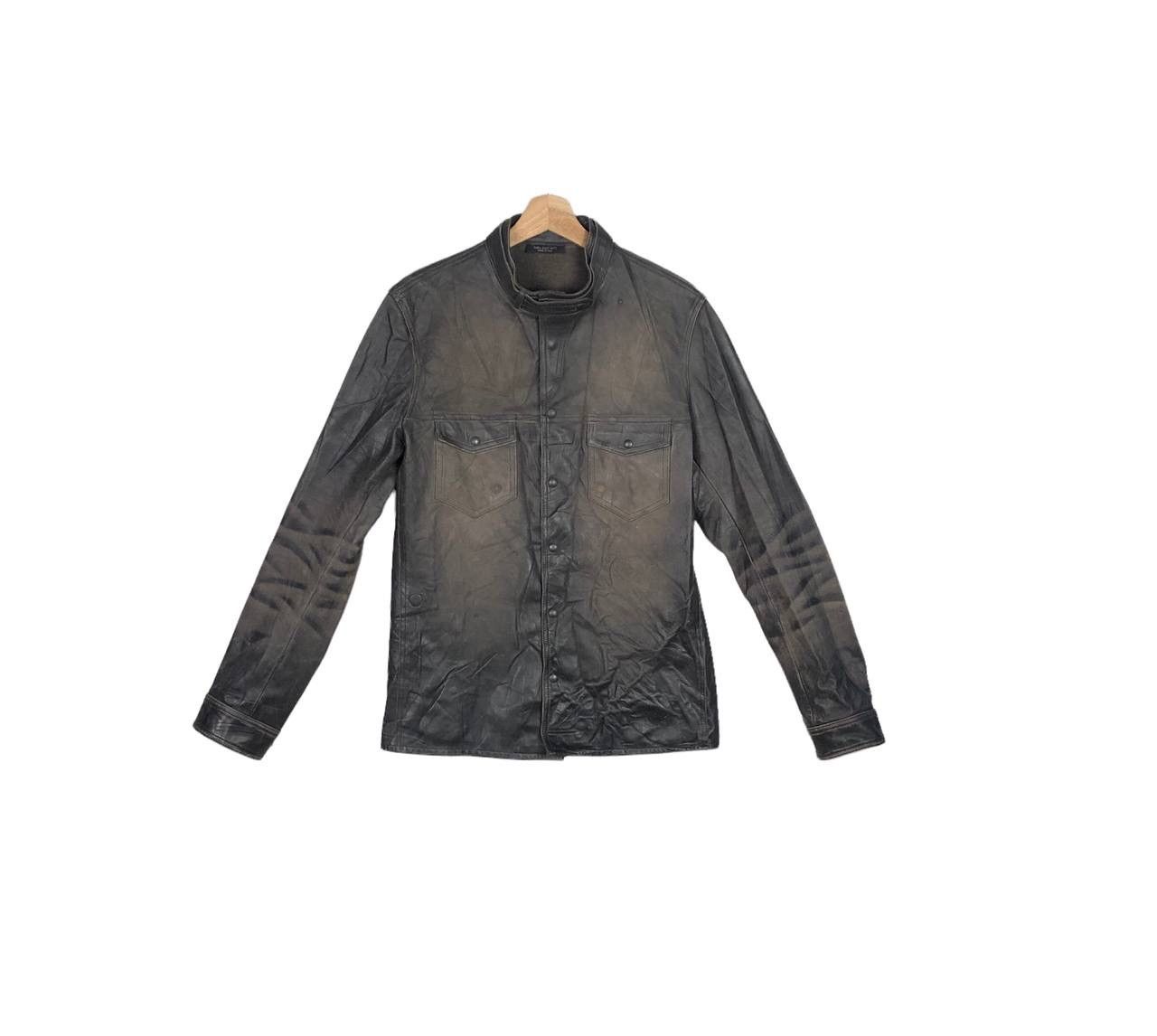 Neil Barrett Leather Biker Jacket Washed Funky Design