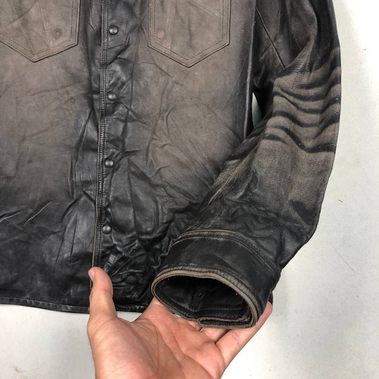 Neil Barrett Neil Barrett Leather Biker Jacket Washed Funky Design Size US M / EU 48-50 / 2 - 6 Thumbnail
