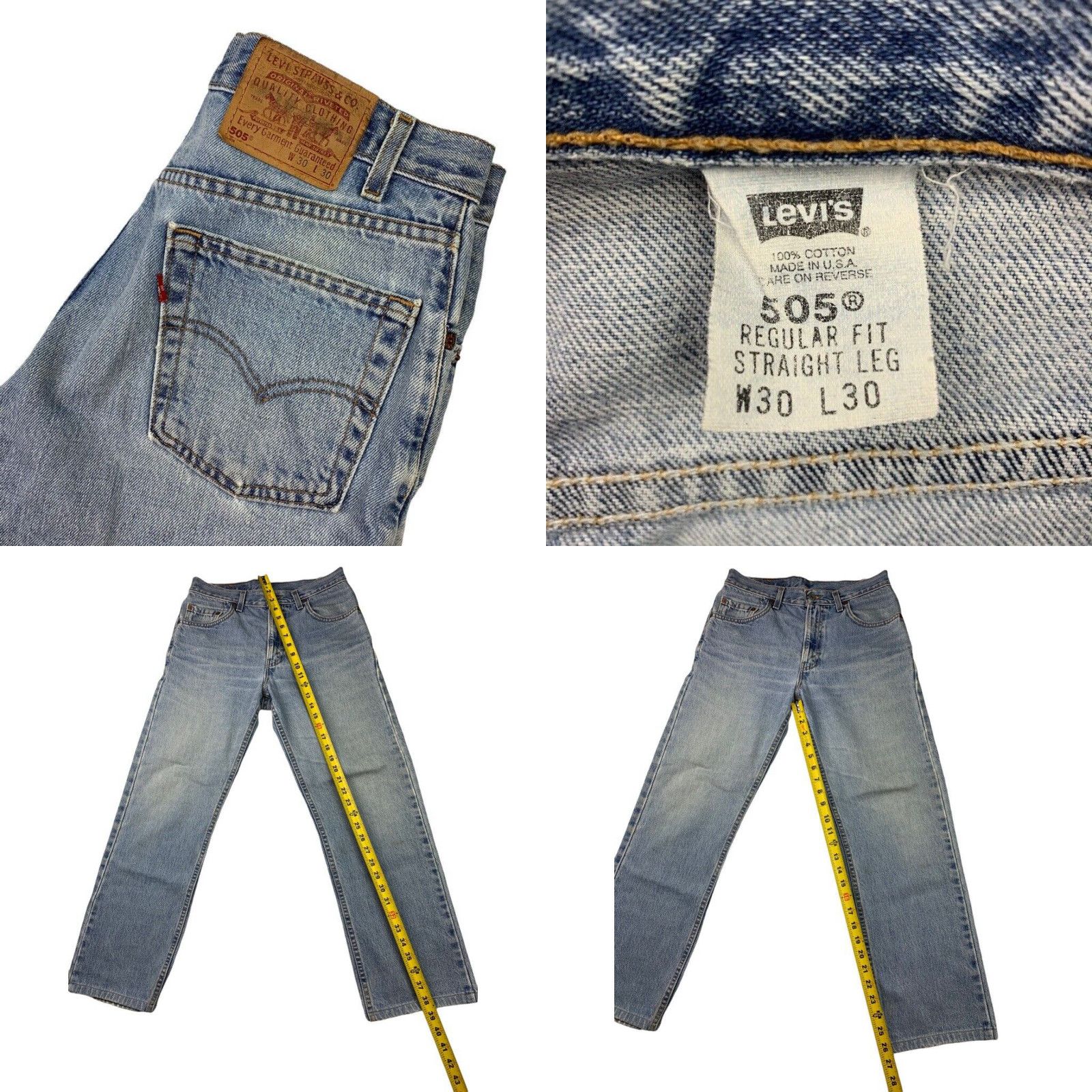 Levi's Levi’s 505 Regular Fit Straight Leg Jeans Light Wash USA Size US 30 / EU 46 - 4 Thumbnail