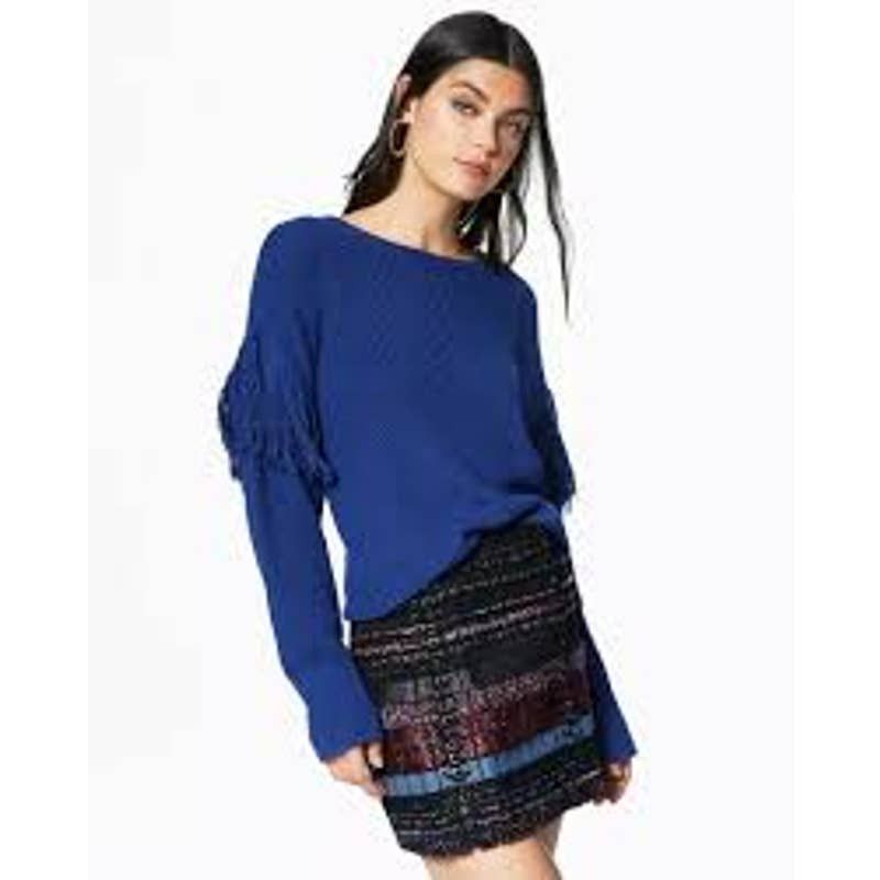 Ramy Brook KAROLYN TWEED LACE-UP SHORT SKIRT MULTI TWEED 6 S