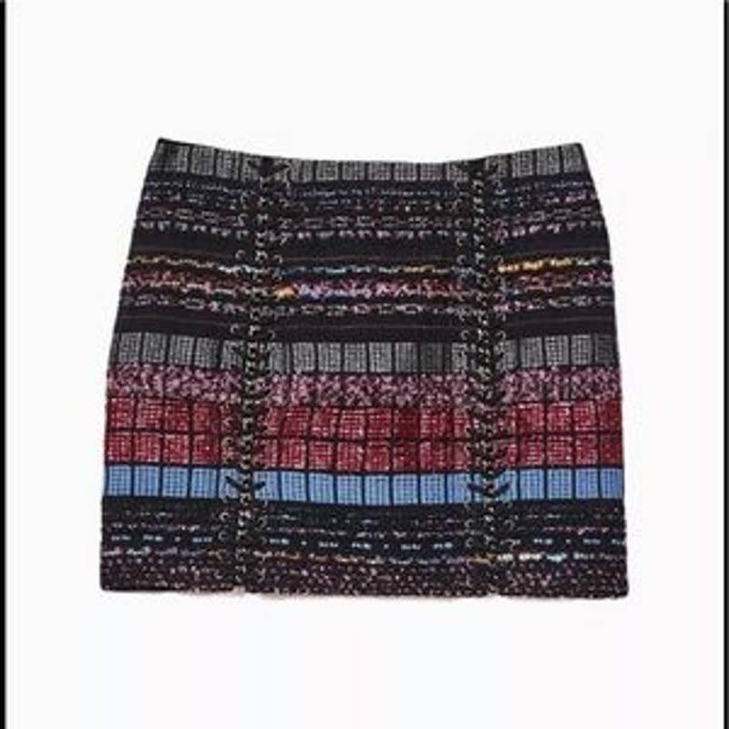 Ramy Brook KAROLYN TWEED LACE-UP SHORT SKIRT MULTI TWEED 6 S