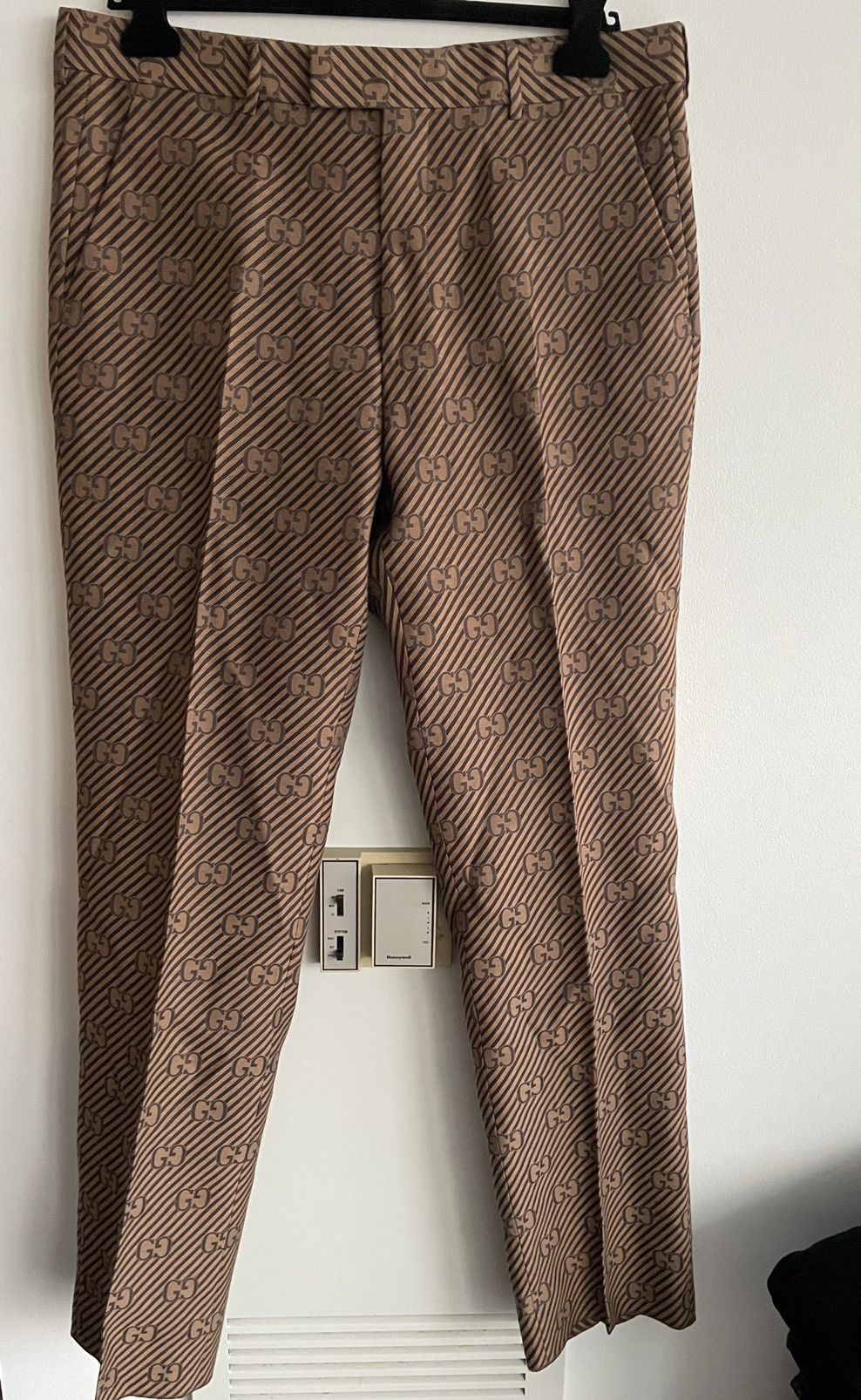 Gucci Rare $3k Super Runway Gucci Diagonal Silk Monogram Pant Size US 32 / EU 48 - 13 Thumbnail