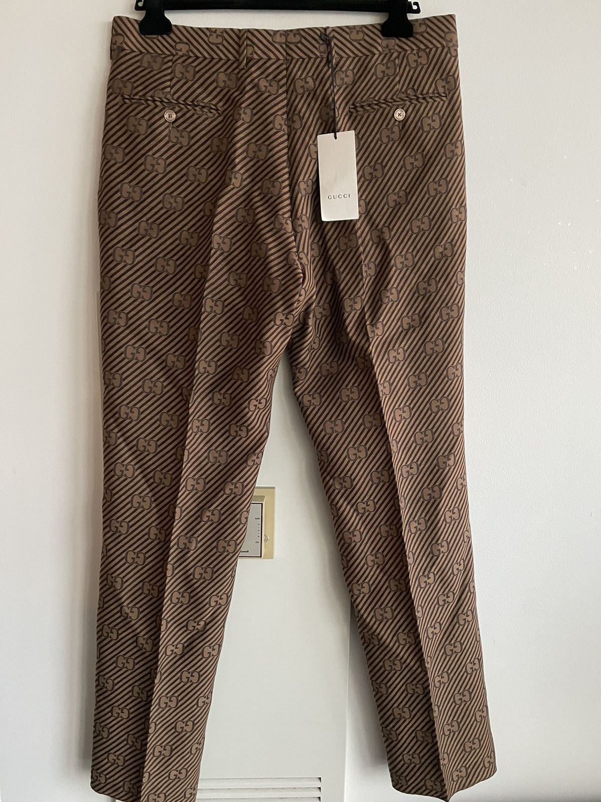 Gucci Rare $3k Super Runway Gucci Diagonal Silk Monogram Pant Size US 32 / EU 48 - 22 Thumbnail