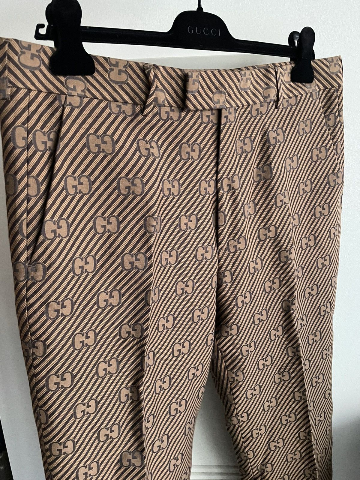 Gucci Rare $3k Super Runway Gucci Diagonal Silk Monogram Pant Size US 32 / EU 48 - 14 Thumbnail