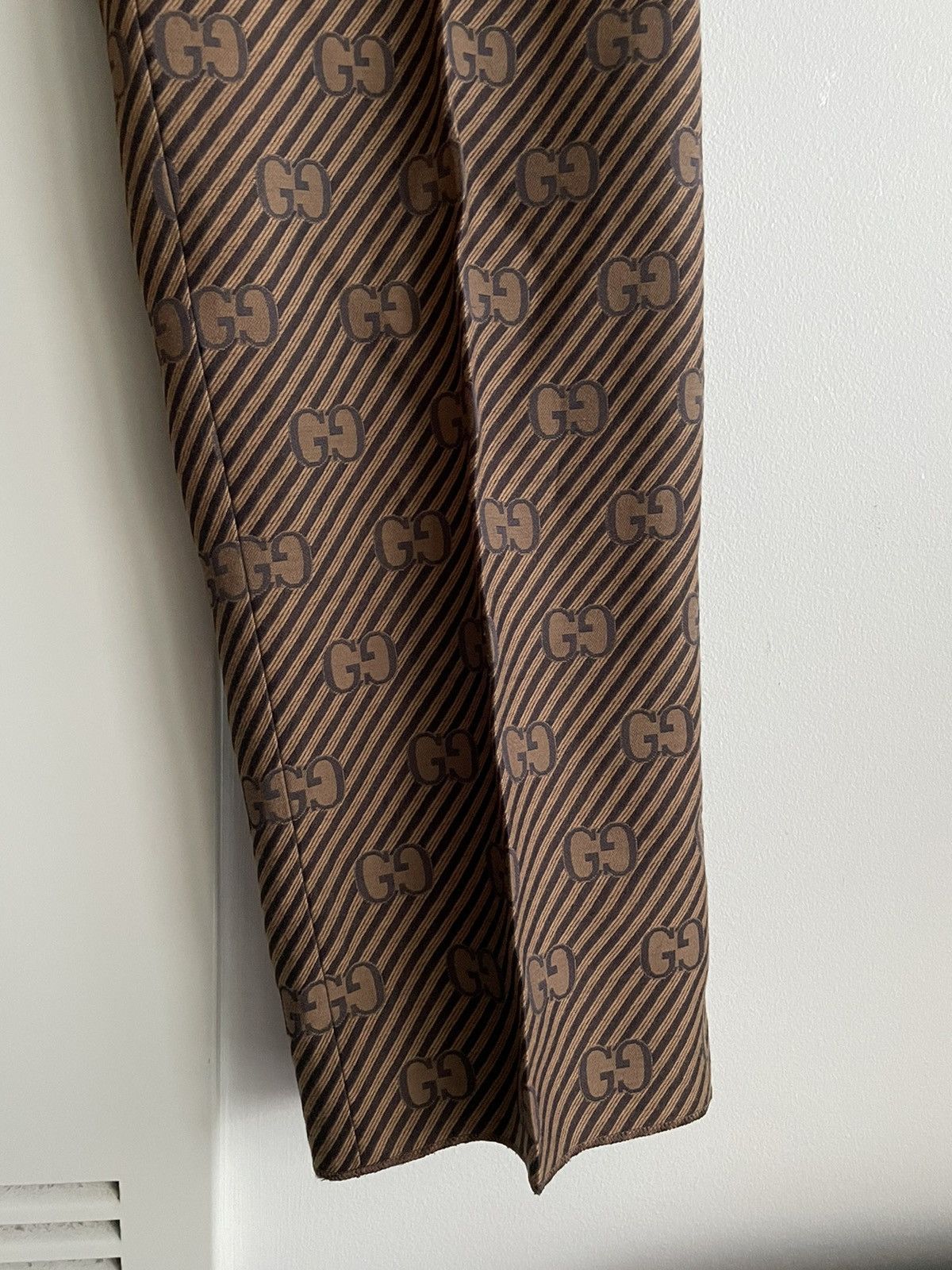 Gucci Rare $3k Super Runway Gucci Diagonal Silk Monogram Pant Size US 32 / EU 48 - 19 Thumbnail