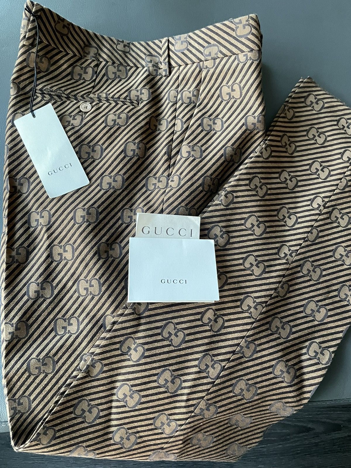 Gucci Rare $3k Super Runway Gucci Diagonal Silk Monogram Pant Size US 32 / EU 48 - 25 Thumbnail