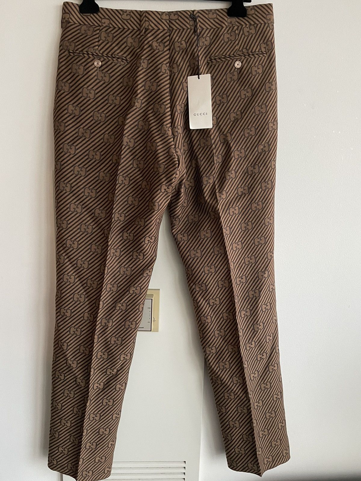 Gucci Rare $3k Super Runway Gucci Diagonal Silk Monogram Pant Size US 32 / EU 48 - 20 Thumbnail